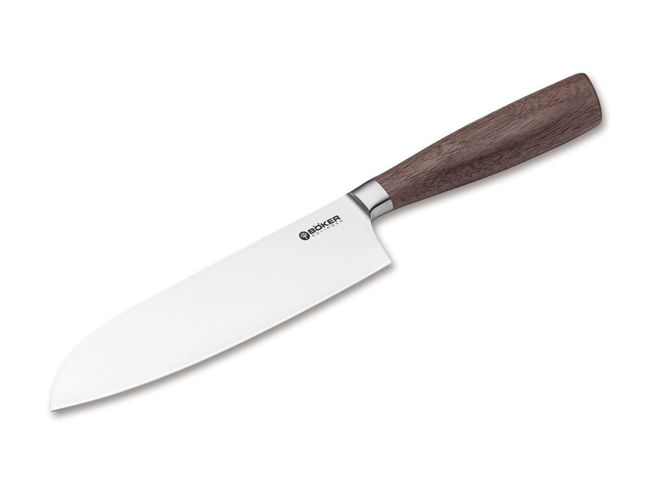 Böker Manufaktur Solingen Santokumesser Böker Core Santoku, Walnuss, Klinge 16,7cm, Hochwertiges Böker Core Santoku Messer für Fleisch, Fisch etc.