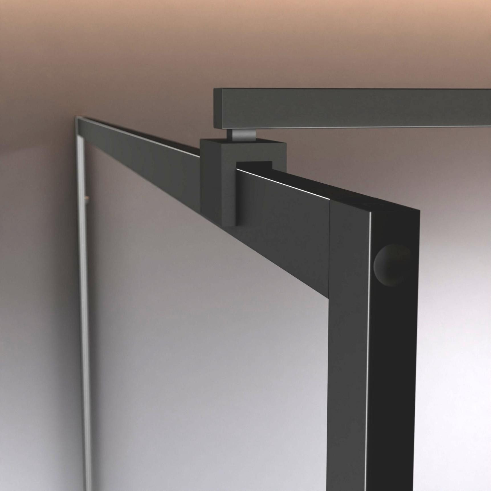 welltime Walk-in-Dusche Walk-In Foggy Black, Sicherheitsglas, Milchglaseinsatz für perfekten Sichtschutz – Bild 4 von 5