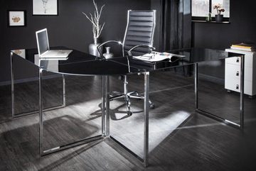 riess-ambiente Eckschreibtisch BIG DEAL 180cm schwarz / silber, Arbeitszimmer · Glas · Metall · groß · Modern Design · Home Office