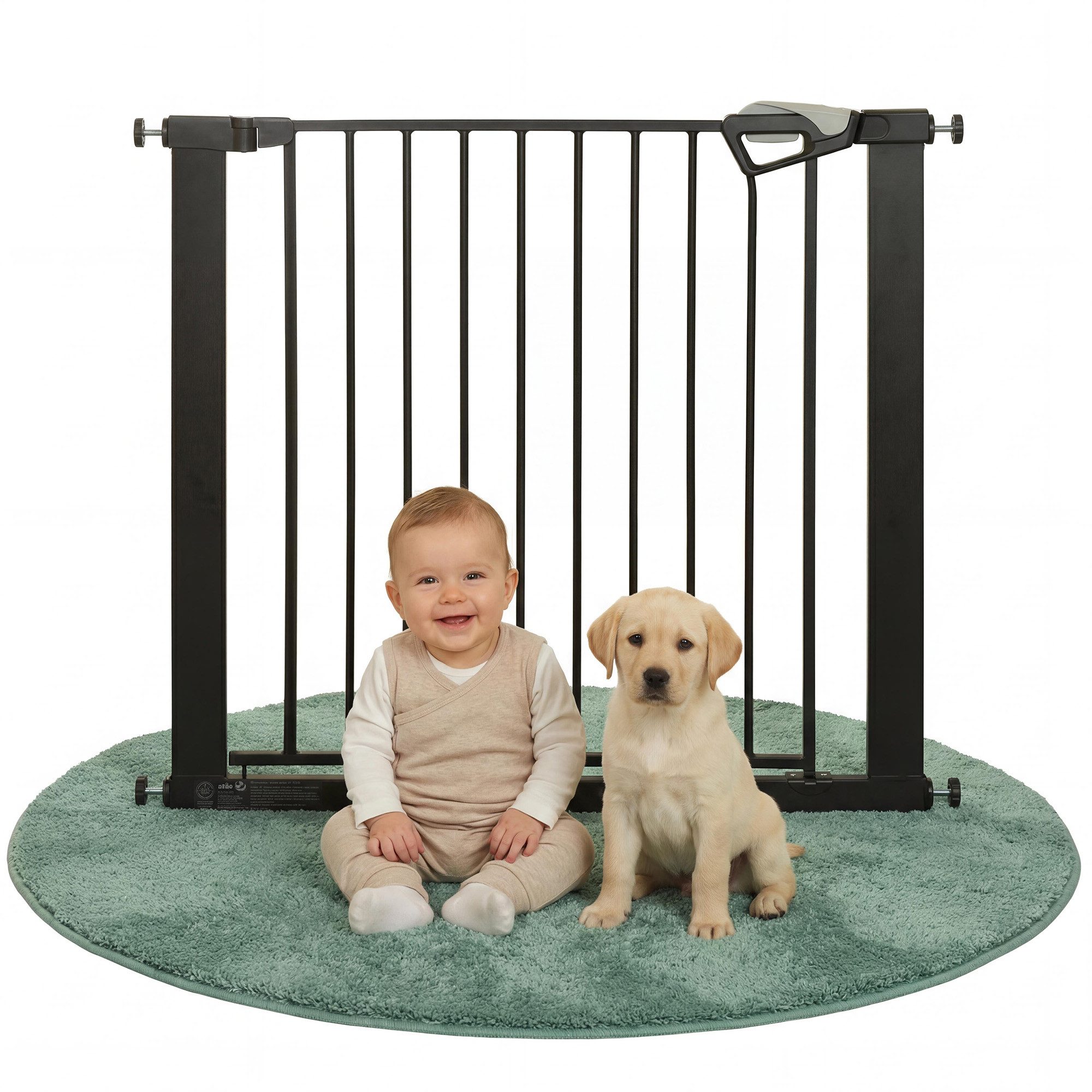 roba® Türschutzgitter easySafe+ Tür- & Treppenschutzgitter Metall - Verstellbreite 75-82 cm, TÜV-geprüft - Ampelverschluss 90°-Stopp - Bohrfrei - Von 0-24 Monaten