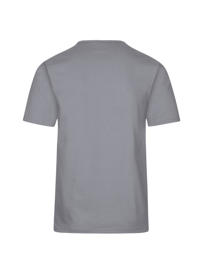 mit T-Shirt Baumwolle DELUXE TRIGEMA cool-grey T-Shirt Knopfleiste Trigema