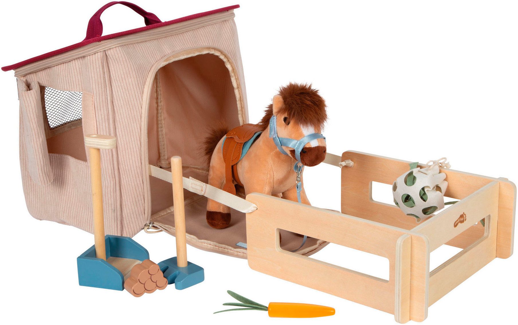 Small Foot Spielwelt Spielset Pferd mit Stall und Zubehör