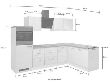 Flex-Well Küchenzeile Kopenhagen, wahlweise mit E-Geräten, Gesamtbreite 280 x 170 cm