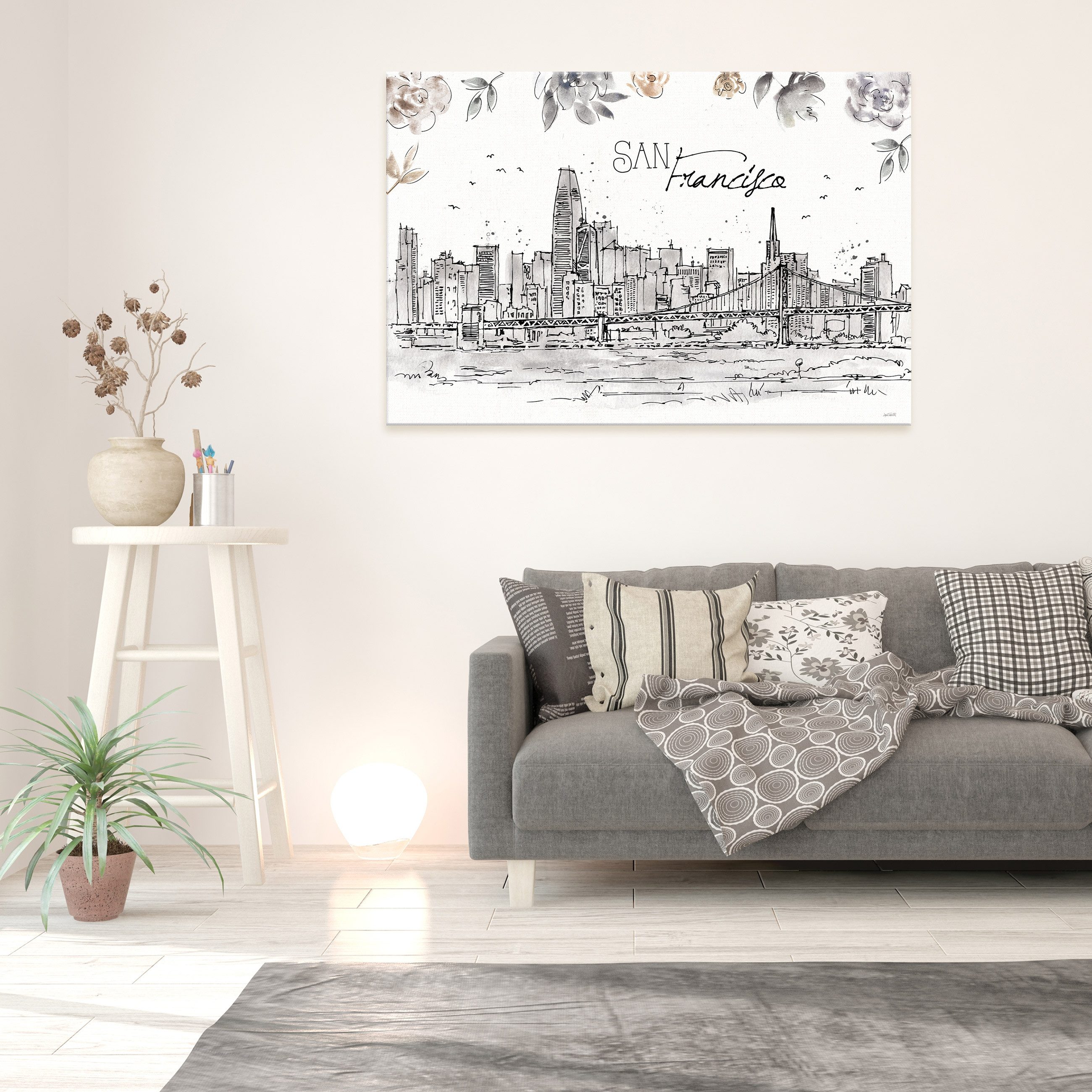 Wallarena Leinwandbild Blumen - Mehrfarbig - Elegant - Schlafzimmer, Blumen, 100x75x3cm