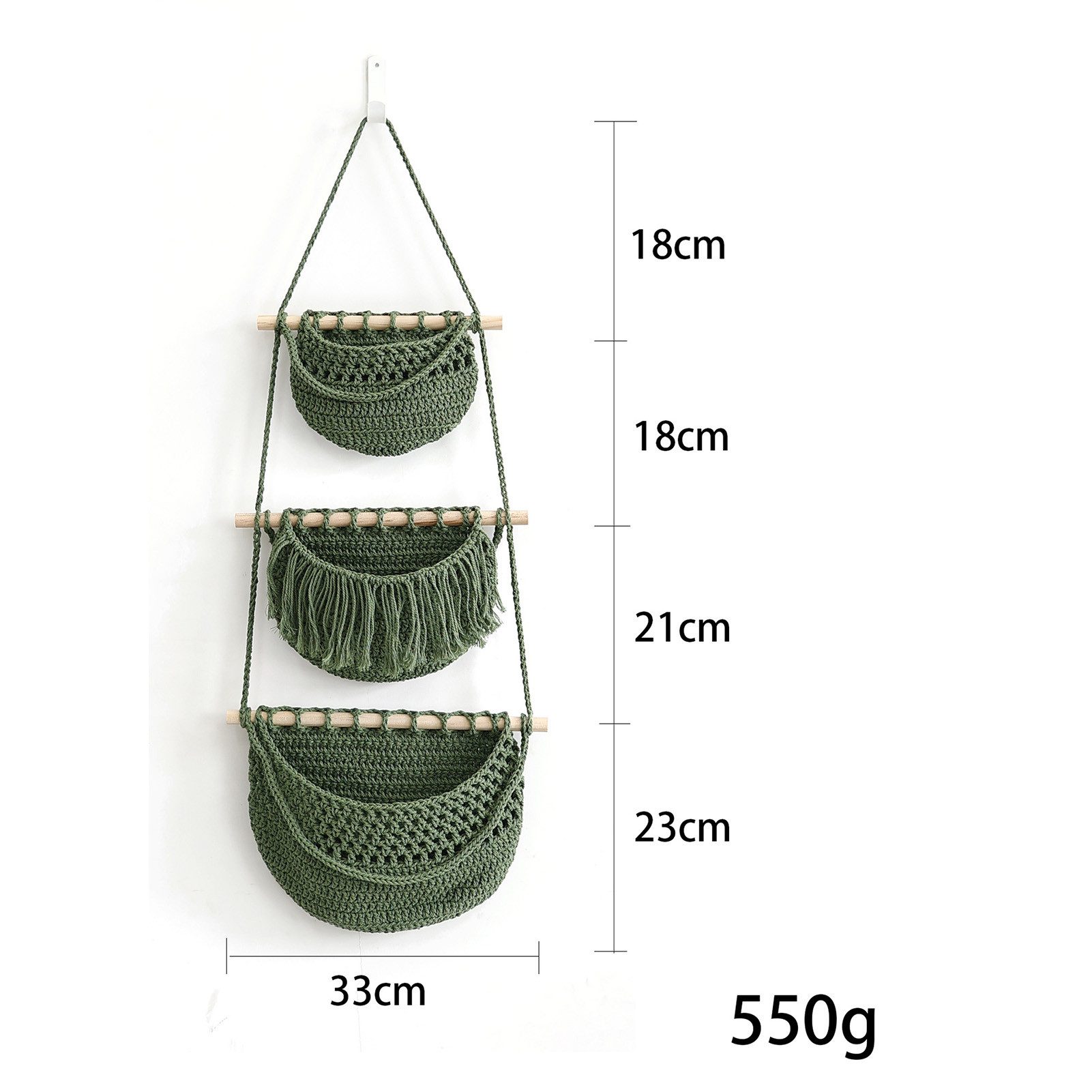 Jumpeak Hängeaufbewahrung Obstkorb Hängend 3 Etagen,Hängekörbe,Wandhängetas günstig online kaufen