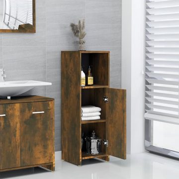 vidaXL Badezimmer-Set Badschrank Räuchereiche 30x30x95 cm Holzwerkstoff, (1-St)