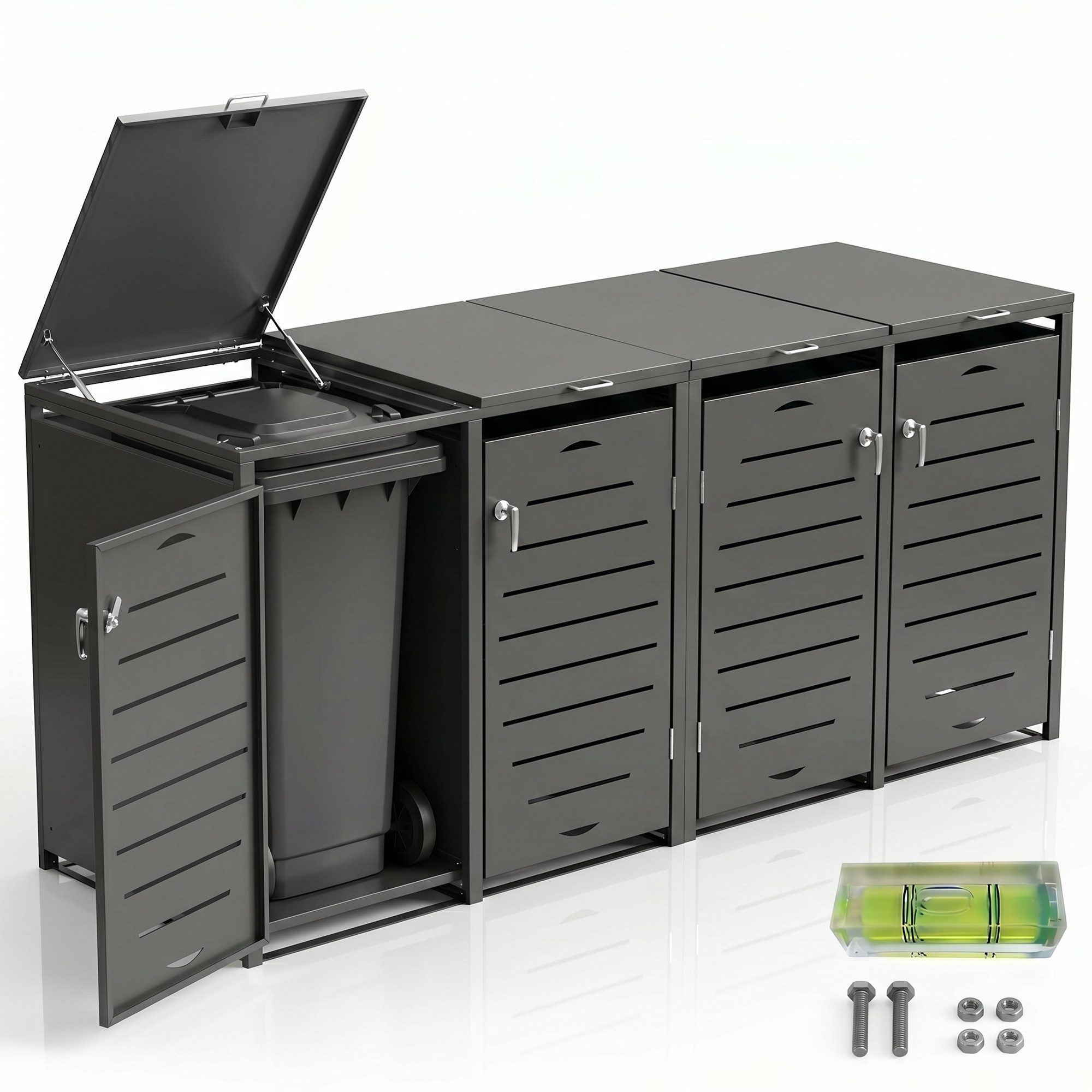 Mucola Mülltonnenbox Mülltonnenverkleidung 240L erweiterbar mit Klappdeckel Mülltonnenhaus (Stück), Erweiterbares Modulsystem für 240L Mülltonnen