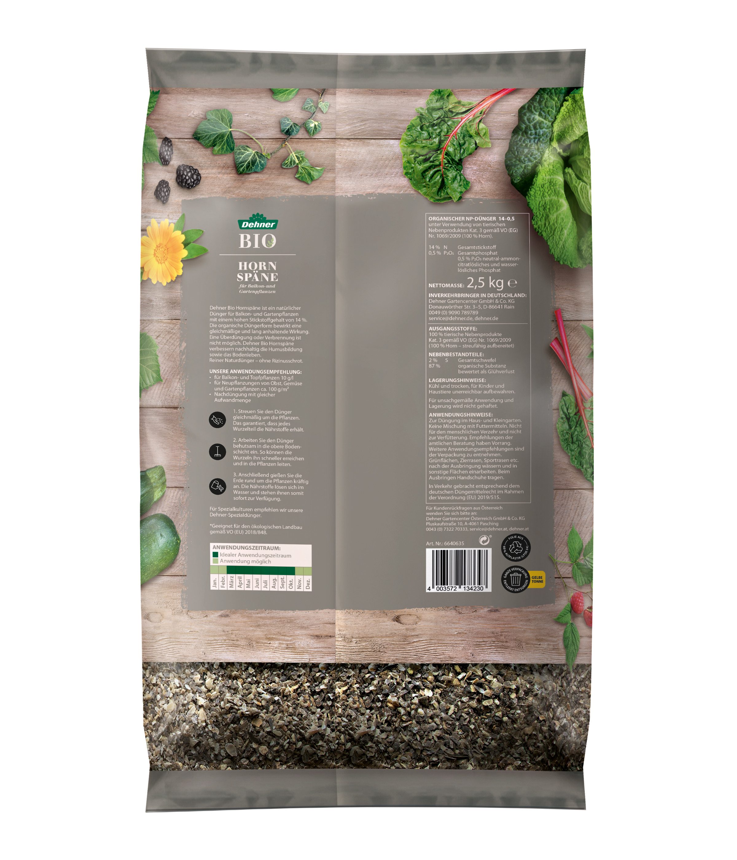 Dehner Gartendünger Bio Hornspäne, hochwertiger Dünger für Balkon-/Gartenpflanzen, Keine Angabe, Universaldünger mit Langzeitwirkung