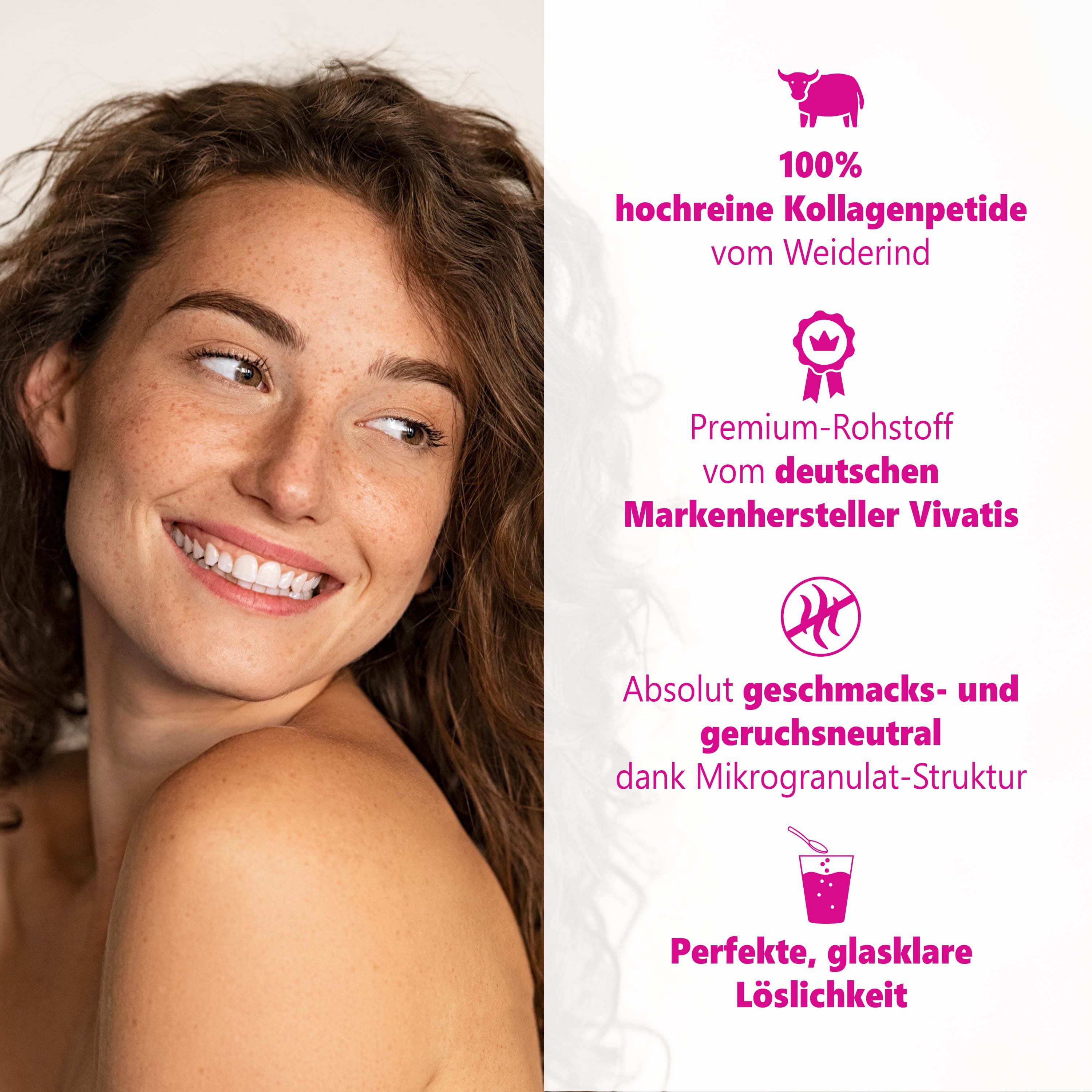 Medical Beauty Cosmetics Kollagen Pulver - 100% Hydrolysat aus Weiderind, geschmacksneutrales Pulver, 1 er Packung à 600 g, Collagen Peptide Typ 1, 2, 3 – Eiweißpulver, perfekte Löslichkeit