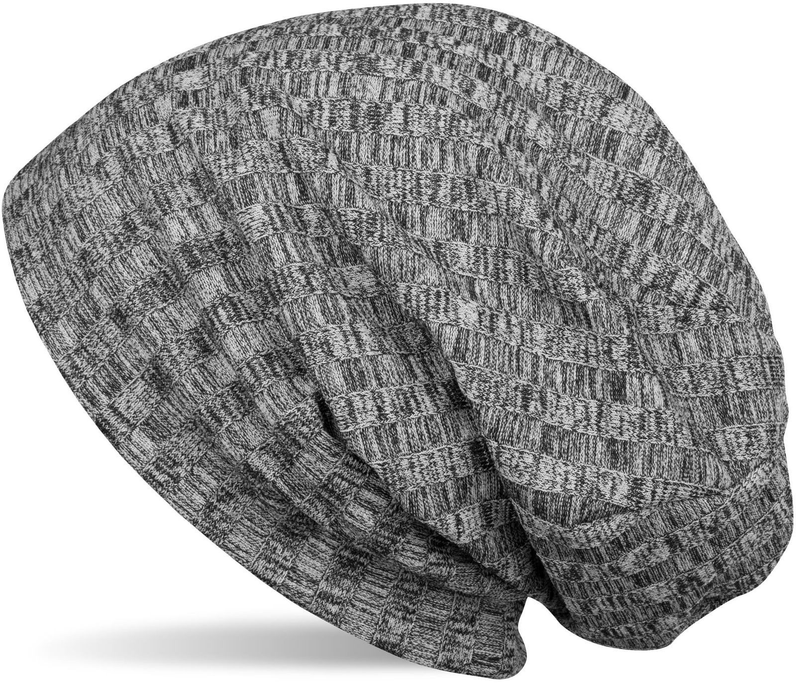 Strickmütze Feinstrick Beanie mit Streifen Melange