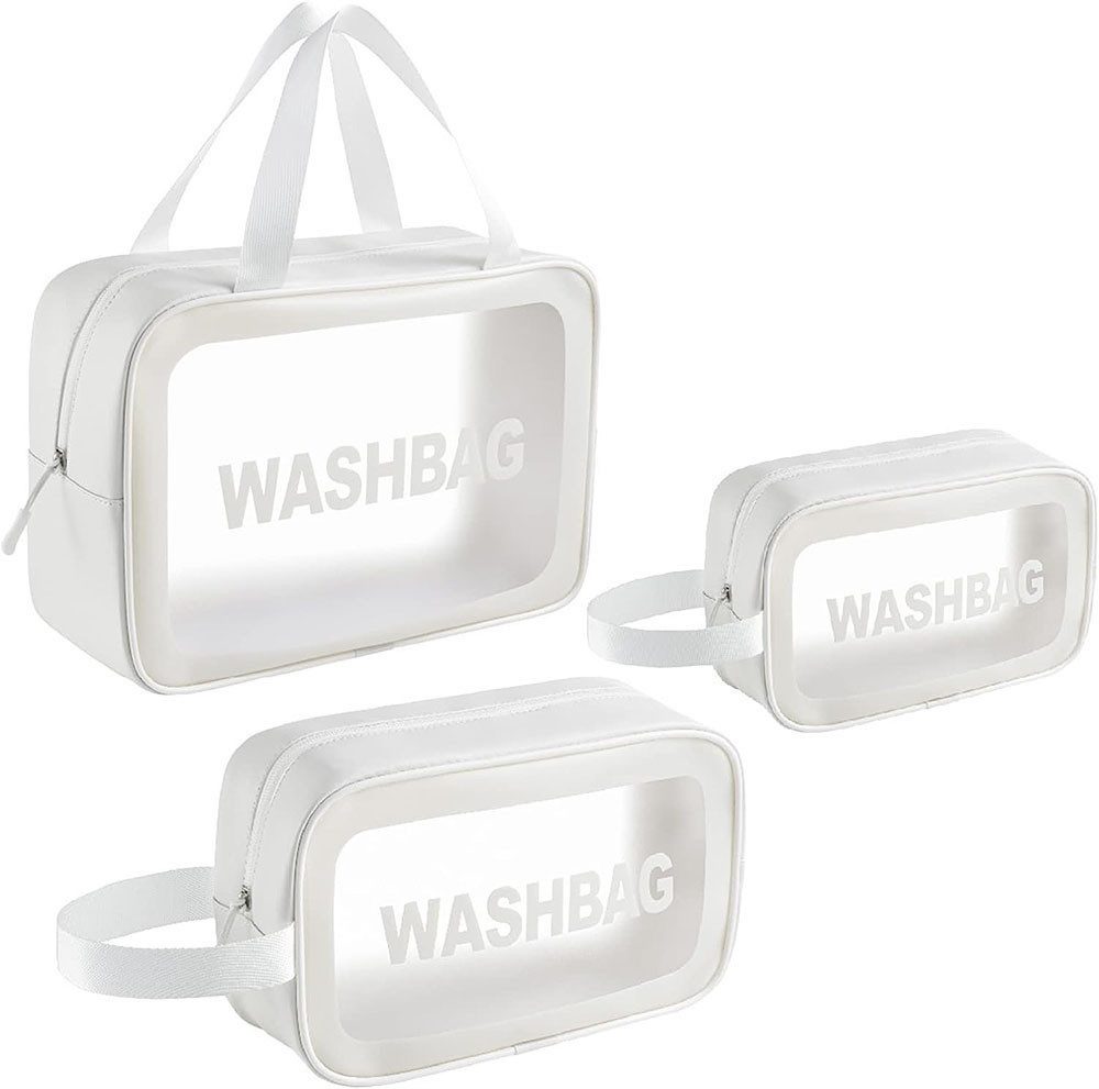 Mrichbez Kosmetiktasche PVC Transparent Wasserdicht 3 Stück Kosmetiktasche, Travel Kit (1-tlg), Einfach und tragbar