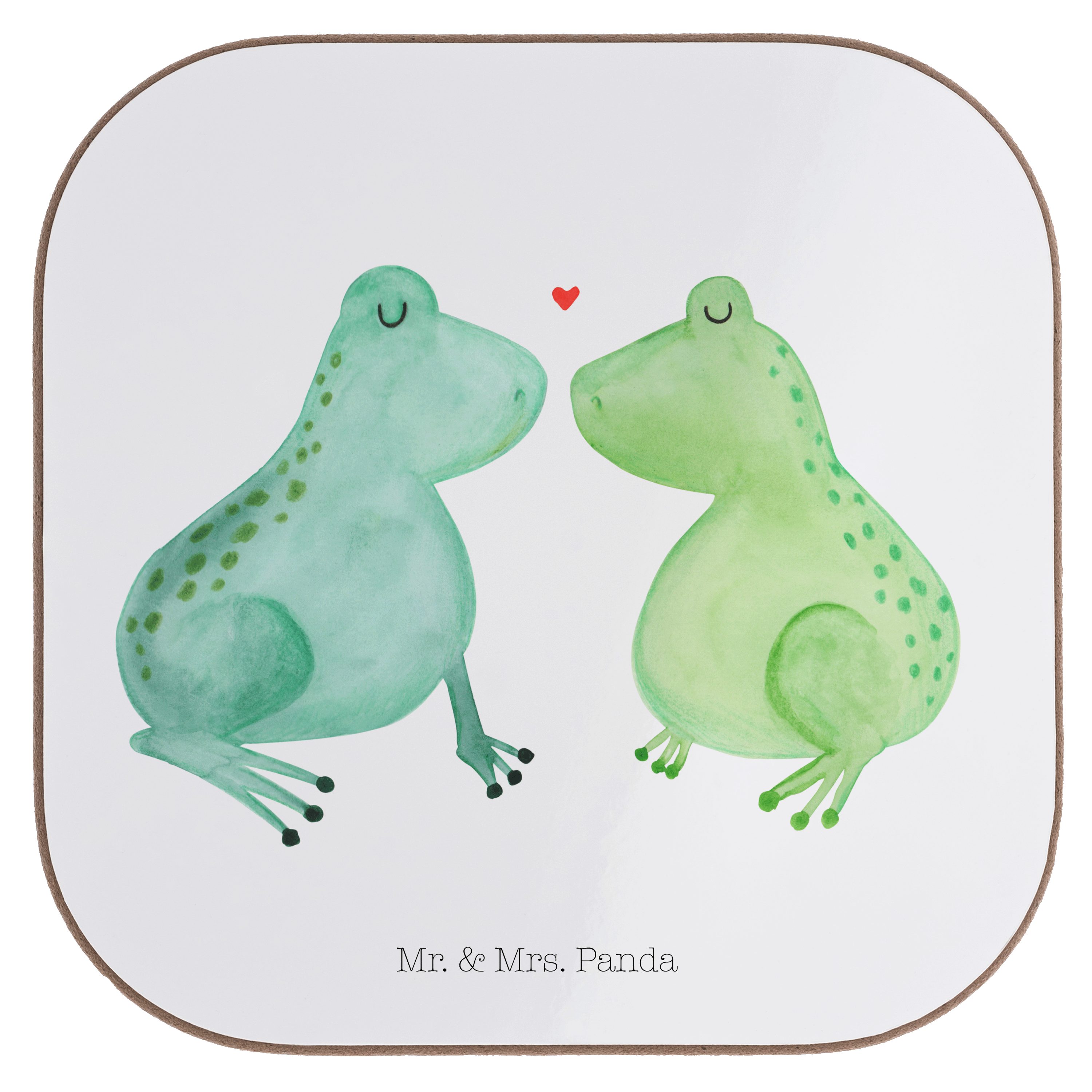Mr. & Mrs. Panda Getränkeuntersetzer »Frosch Liebe Grau Pastell