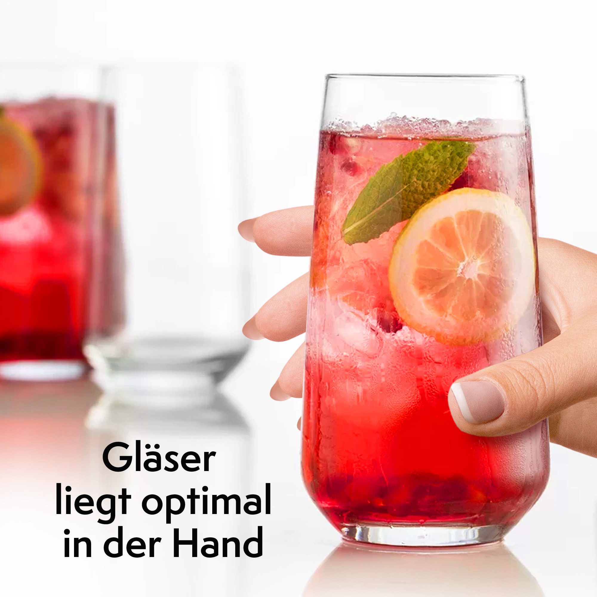 KONZEPT Gläser-Set Premium Gläser Set 12 Teilig, Wassergläser Spülmaschinenfes, 12-tlg., 6er Longdrinkgläser 480ml und 6 er Trinkgläser 310ml