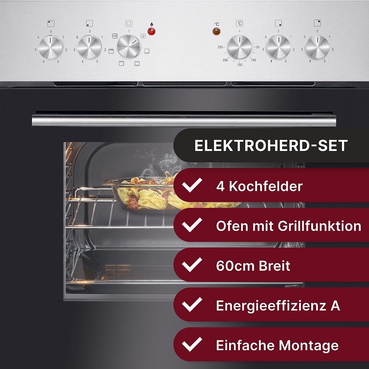 BOMANN Elektro-Herd-Set EHBC 7935, mit 60cm Glaskeramik-Kochfeld, 61L Nutzinhalt
