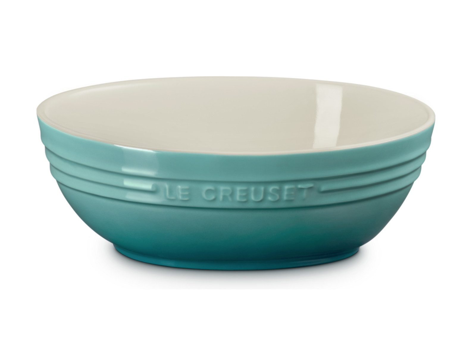 LE CREUSET Servierschale Servierschale rund bleu riviera 3,2l, Steinzeug, (Servierschalen)