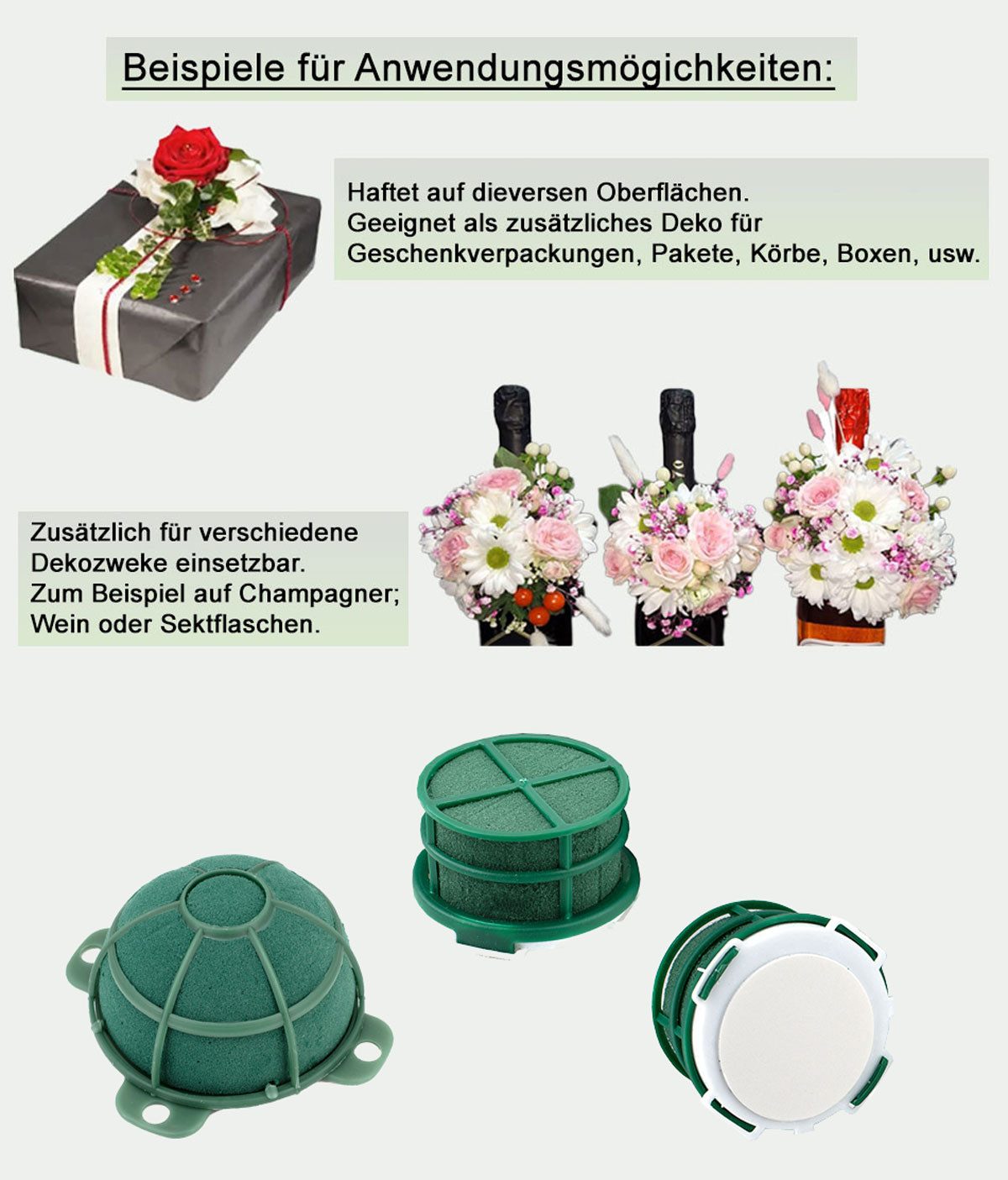 Creativery Bastelmoos, Nass Steckschaum Rund 5x4cm mit selbstklebendem Klebepad 1 Stück