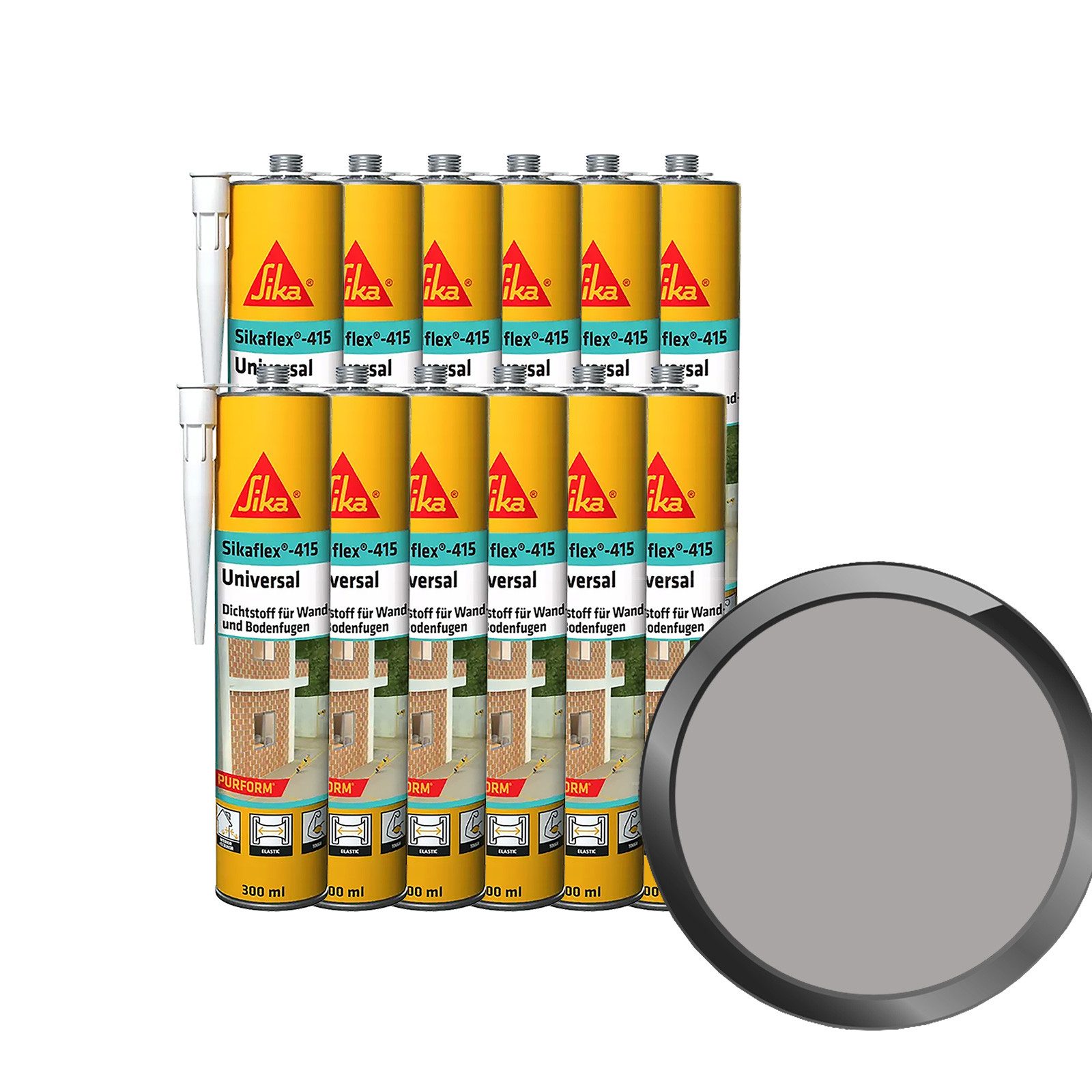 Sika Montagekleber Sikaflex 415 Universal - 3.6 Ltr [12 x 0.3 Ltr] (Betongrau)