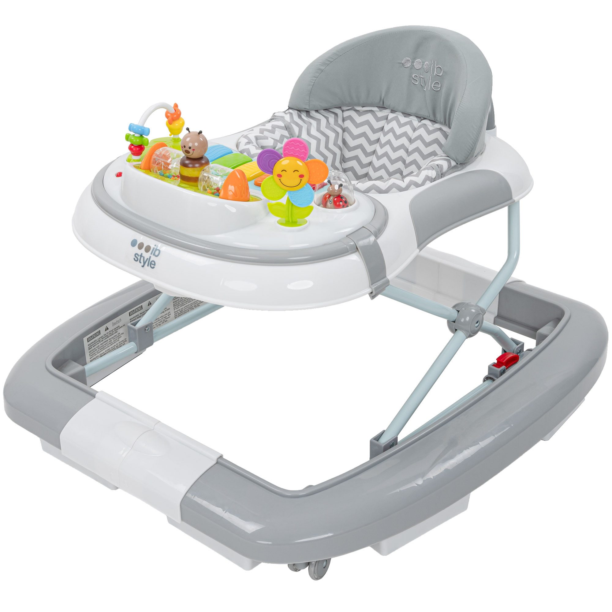 ib style Lauflernhilfe Wave Babywalker Grau, Lauflernwagen mit Schaukelfunktion & elektronischem Spielelement