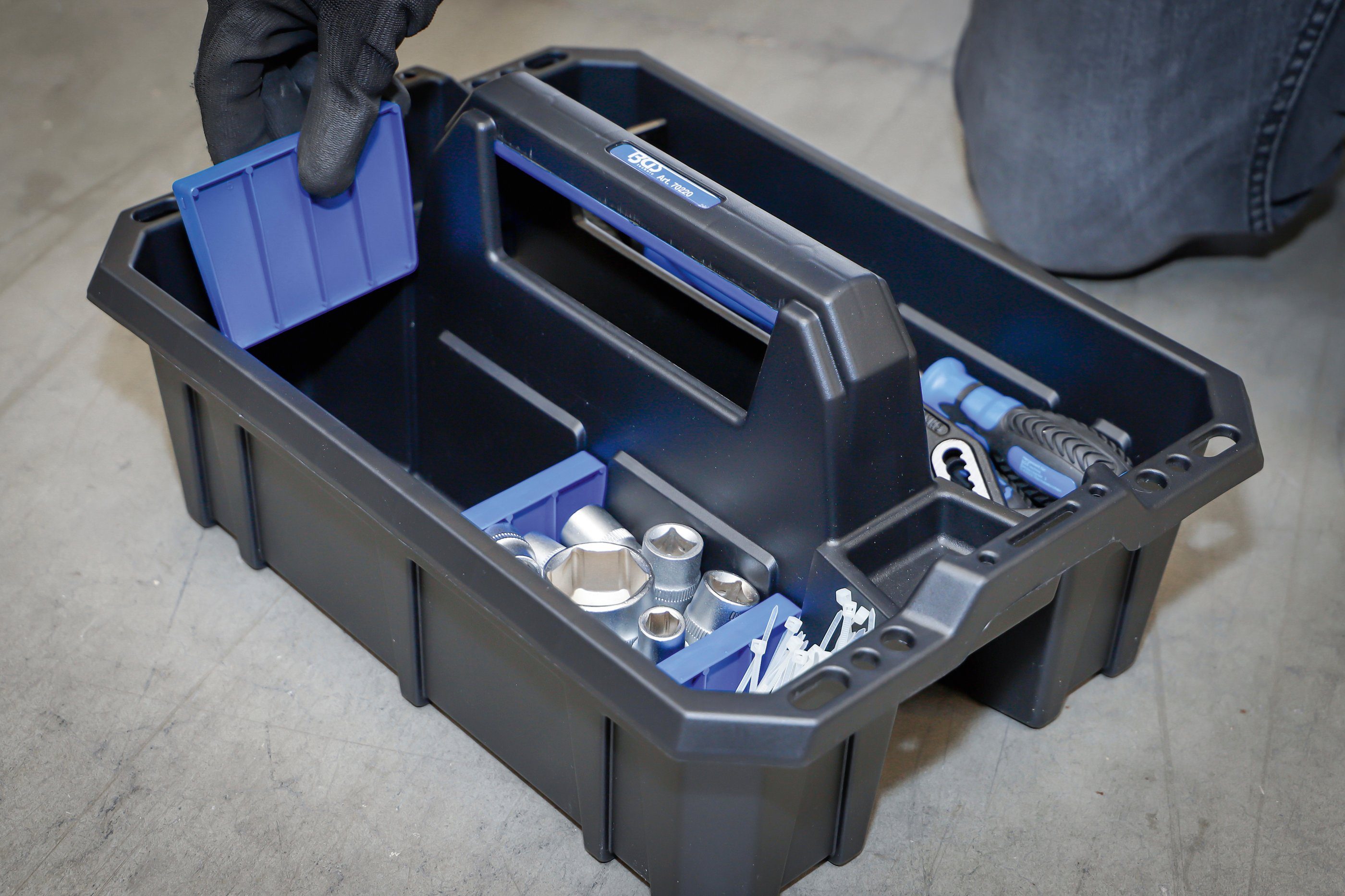 BGS technic Werkzeugbox (1 (BGS Trennstege 70220) Werkzeug-Tragekasten für Kunststoff, 6-tlg. St)