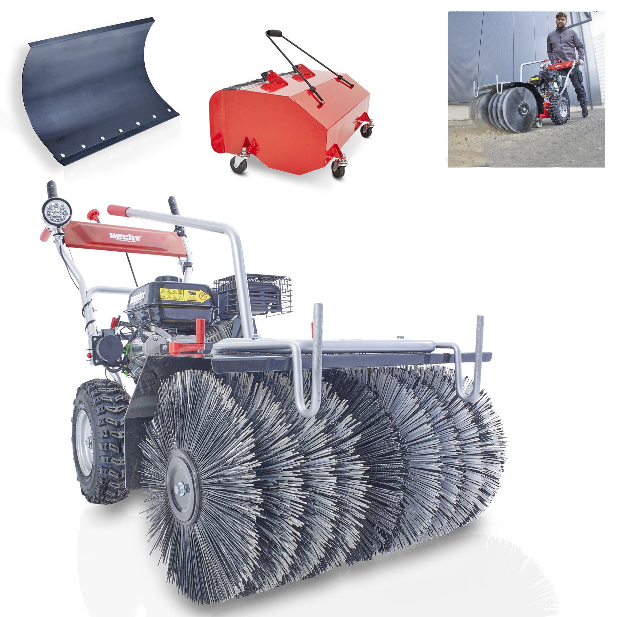 Benzin-Kehrmaschine 8616 SE mit Schneeschild Auffangbox