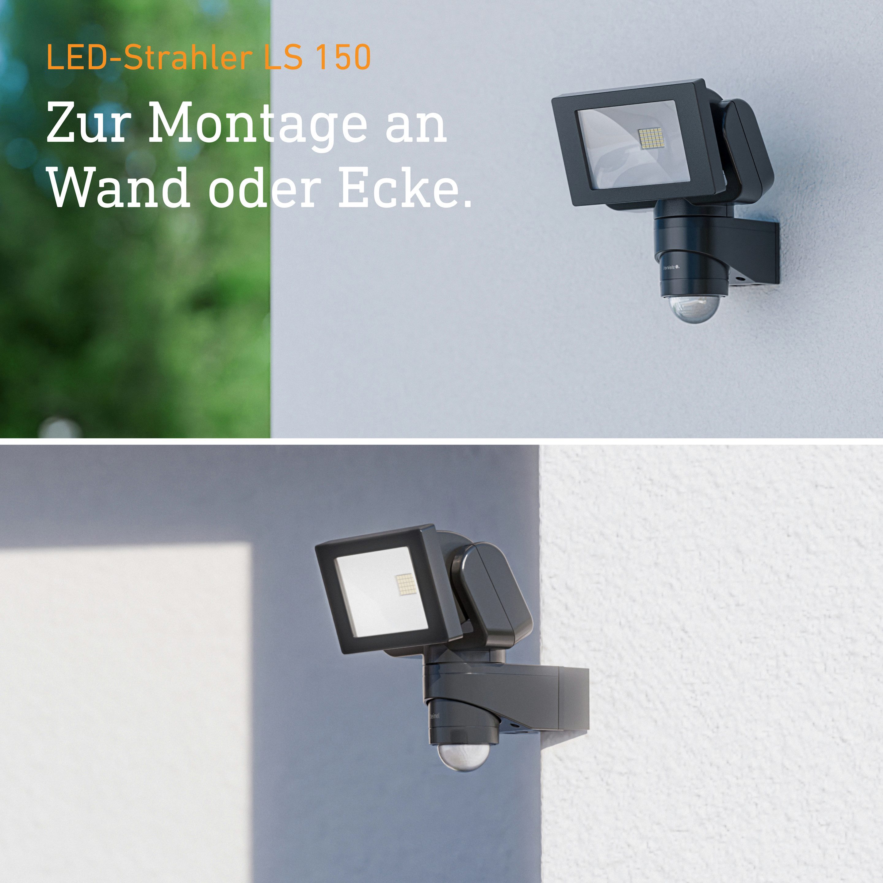 steinel LED Wandstrahler LS 150, mit Bewegungsmelder, LED fest integriert, Neutralweiß, 14,7 W, schwenkbar, neutralweiß, IP44