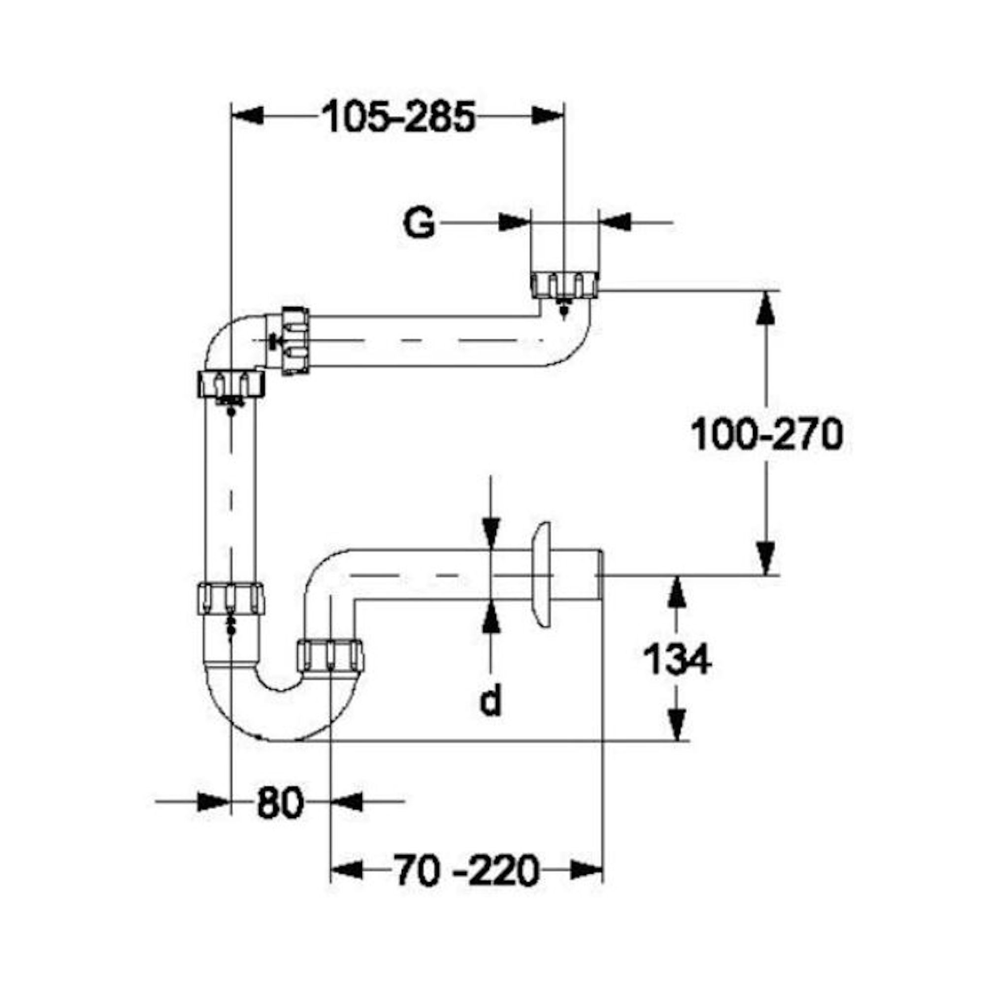 HAAS Siphon PP-Raumsparsiphon Greta 2958, 1 1/2 und 1 1/4 Zoll DN 32, grau