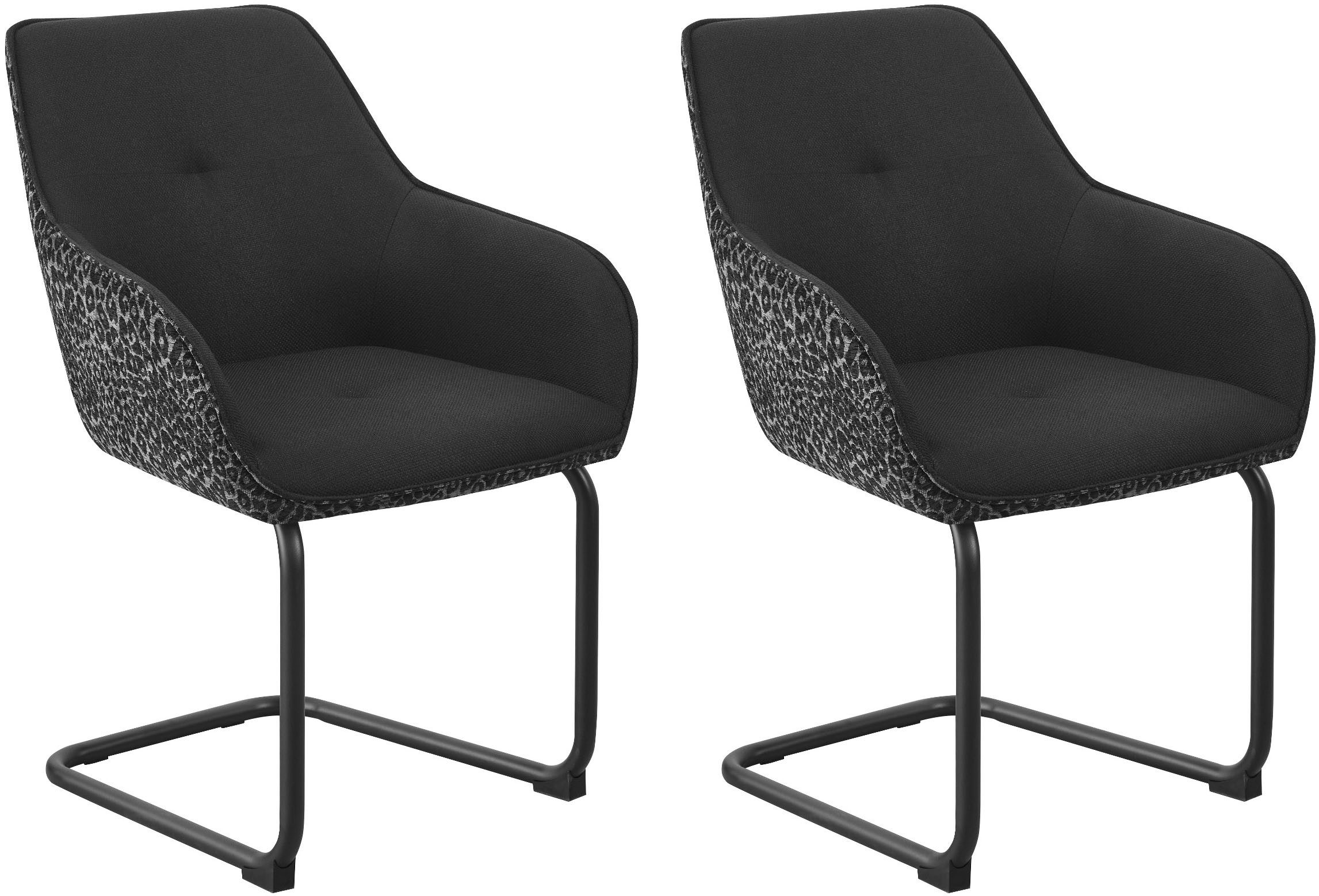 OTTO home Freischwinger Albany (Set, 2 St), moderner Freischwinger mit Leopardenlook und hochwertigem Webstoff