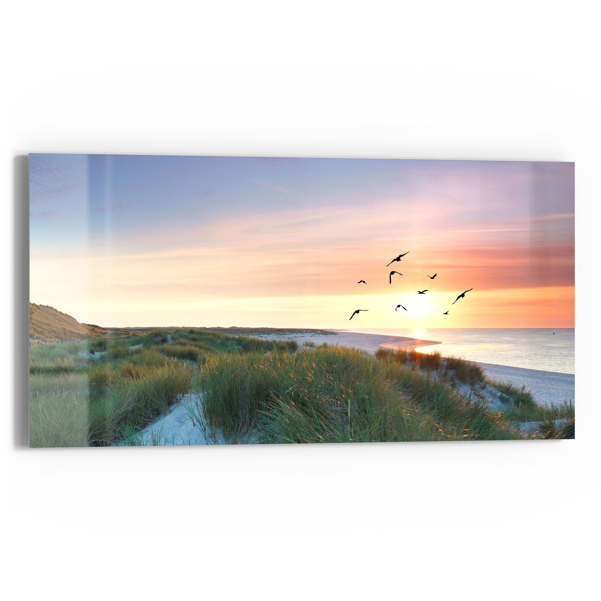 DEQORI Tableau En Verre Palmenstrand Panorama – Déco Murale Moderne