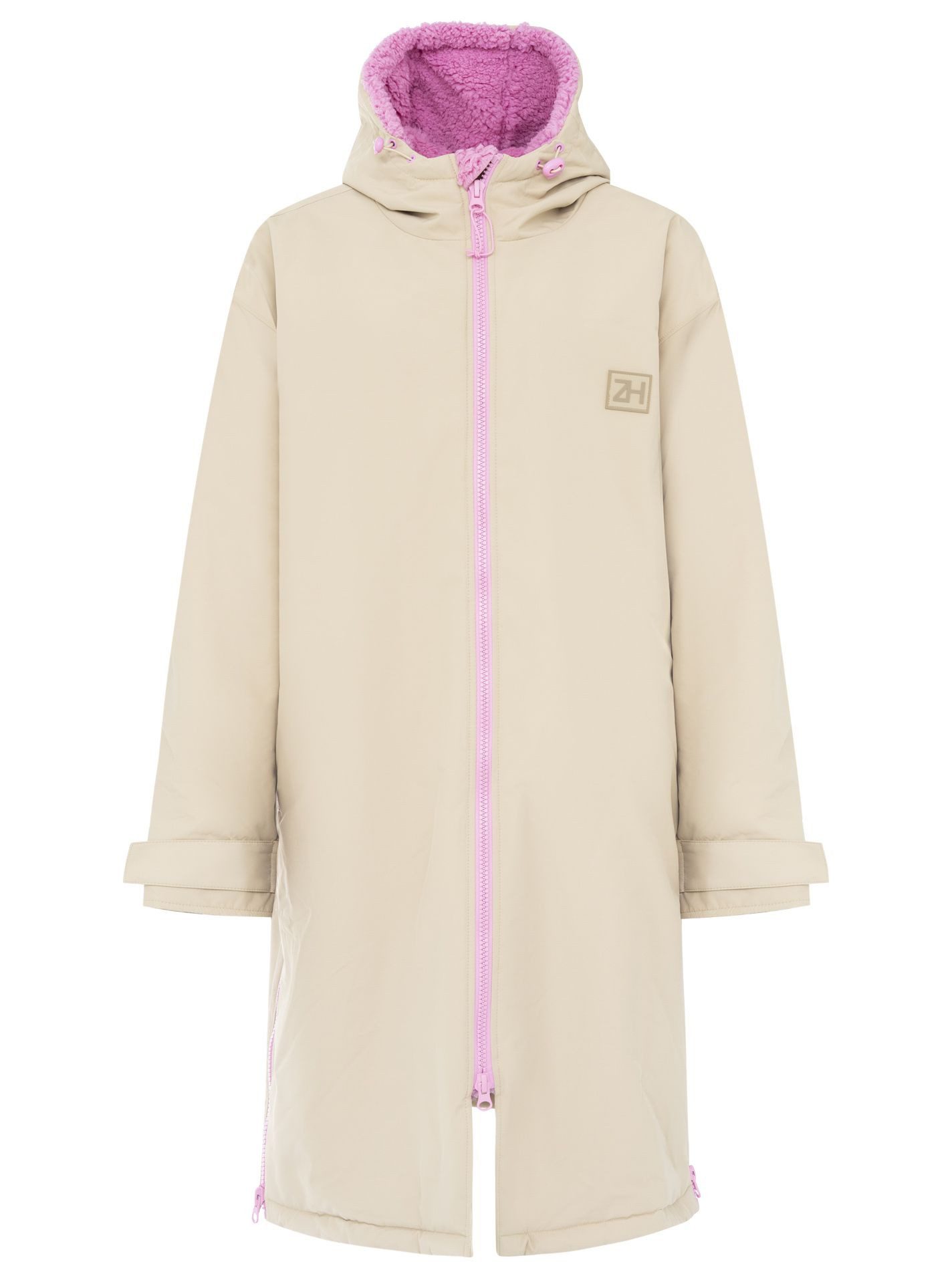 Zwillingsherz Windbreaker Oversize "Windjacke" Seitentaschen, Kapuze, Weicher Stoff, Fällt größer aus
