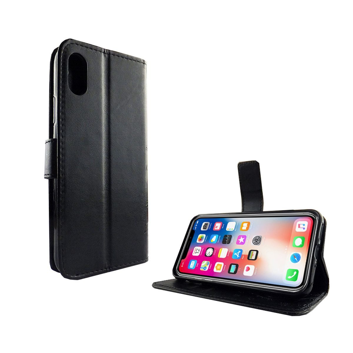 König Design Handyhülle Apple iPhone XS, Apple iPhone XS Handyhülle Bookcover Schwarz