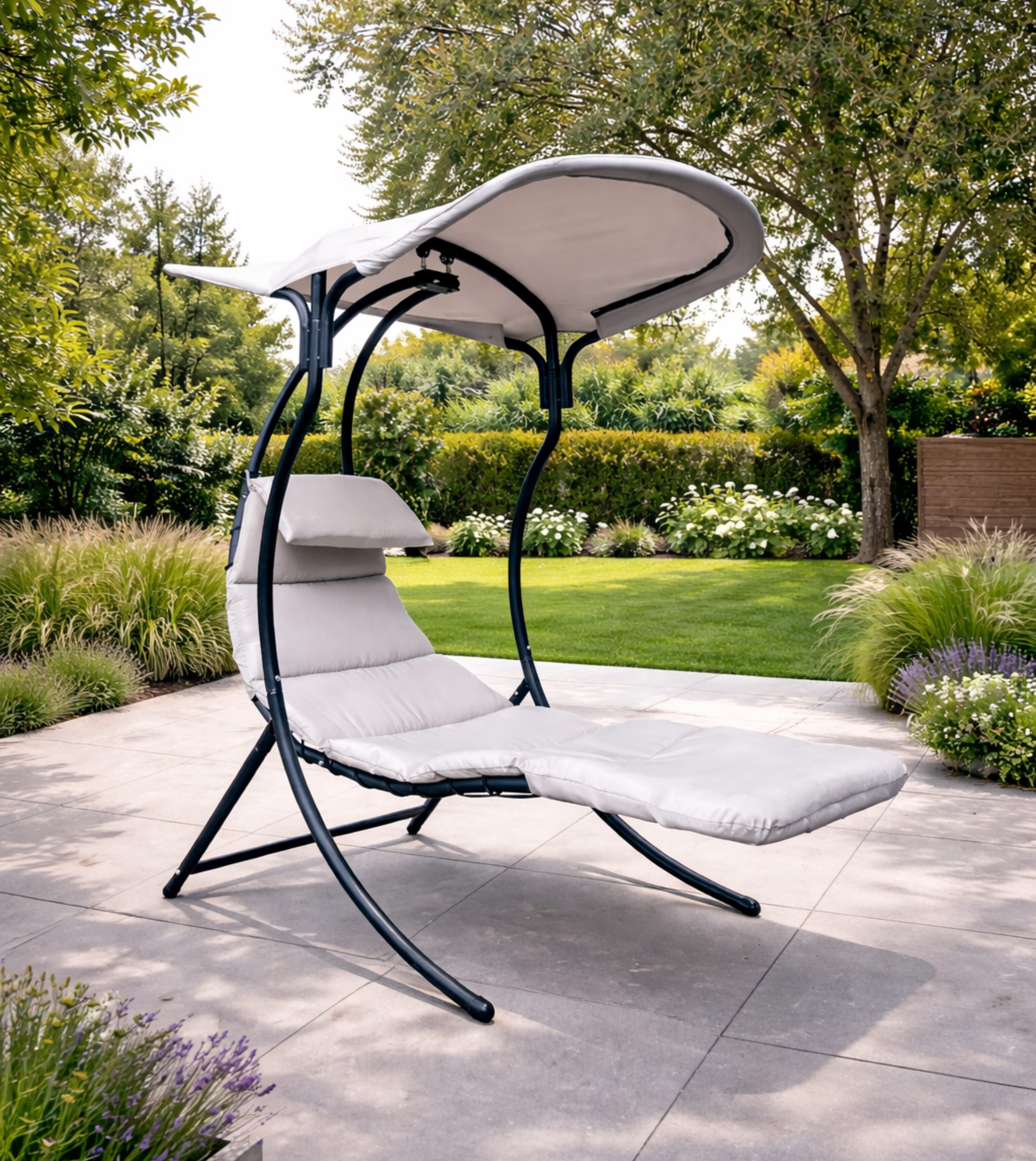 Leco Gartenliege Dream Chair 2.0, Stahlrohr anthrazit, Inkl. Auflage und Sonnendach