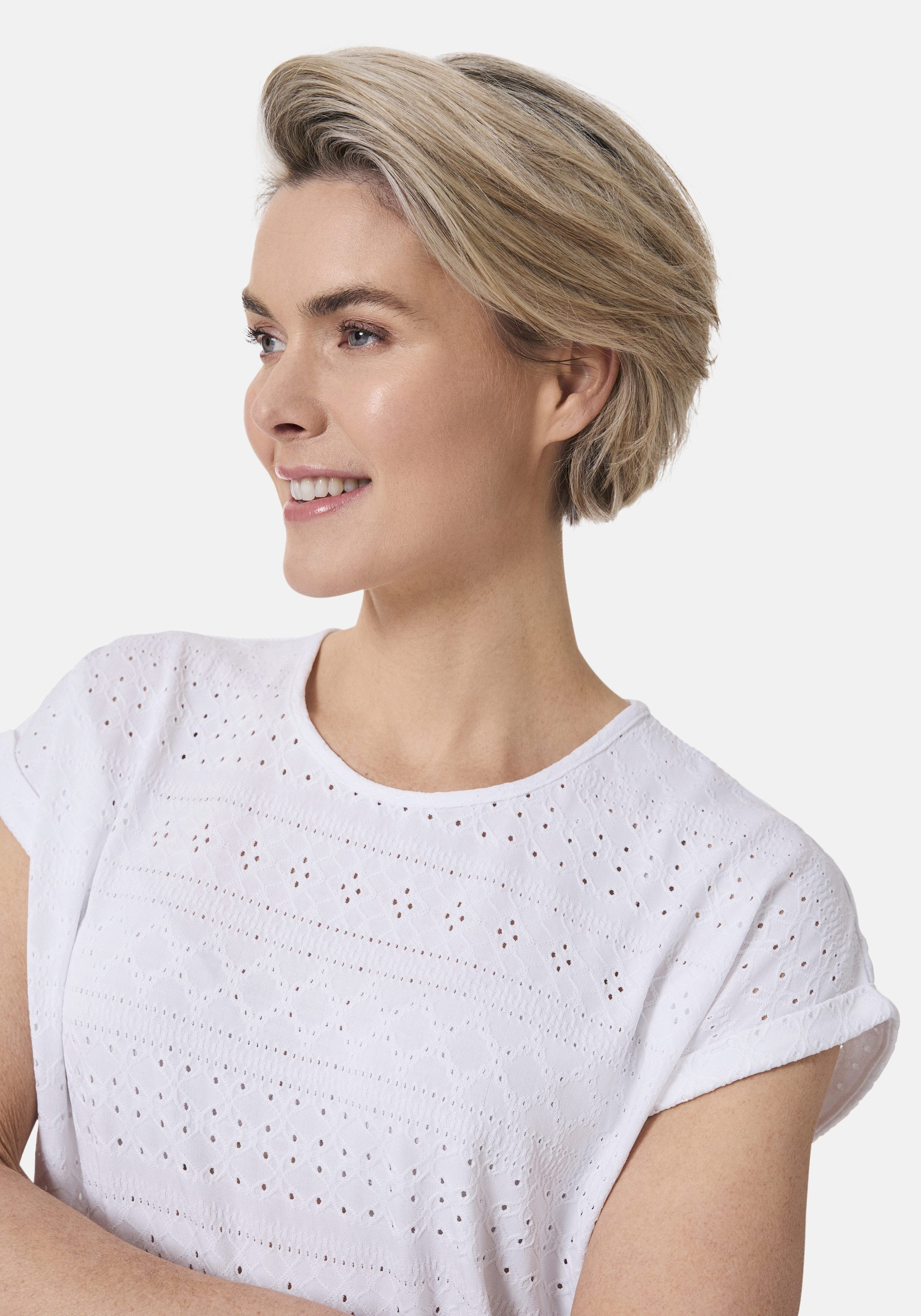 STOOKER WOMEN Kurzarmshirt STCLEA T-Shirt Regular Fit T-Shirt mit dezentem Ausbrenner für Damen