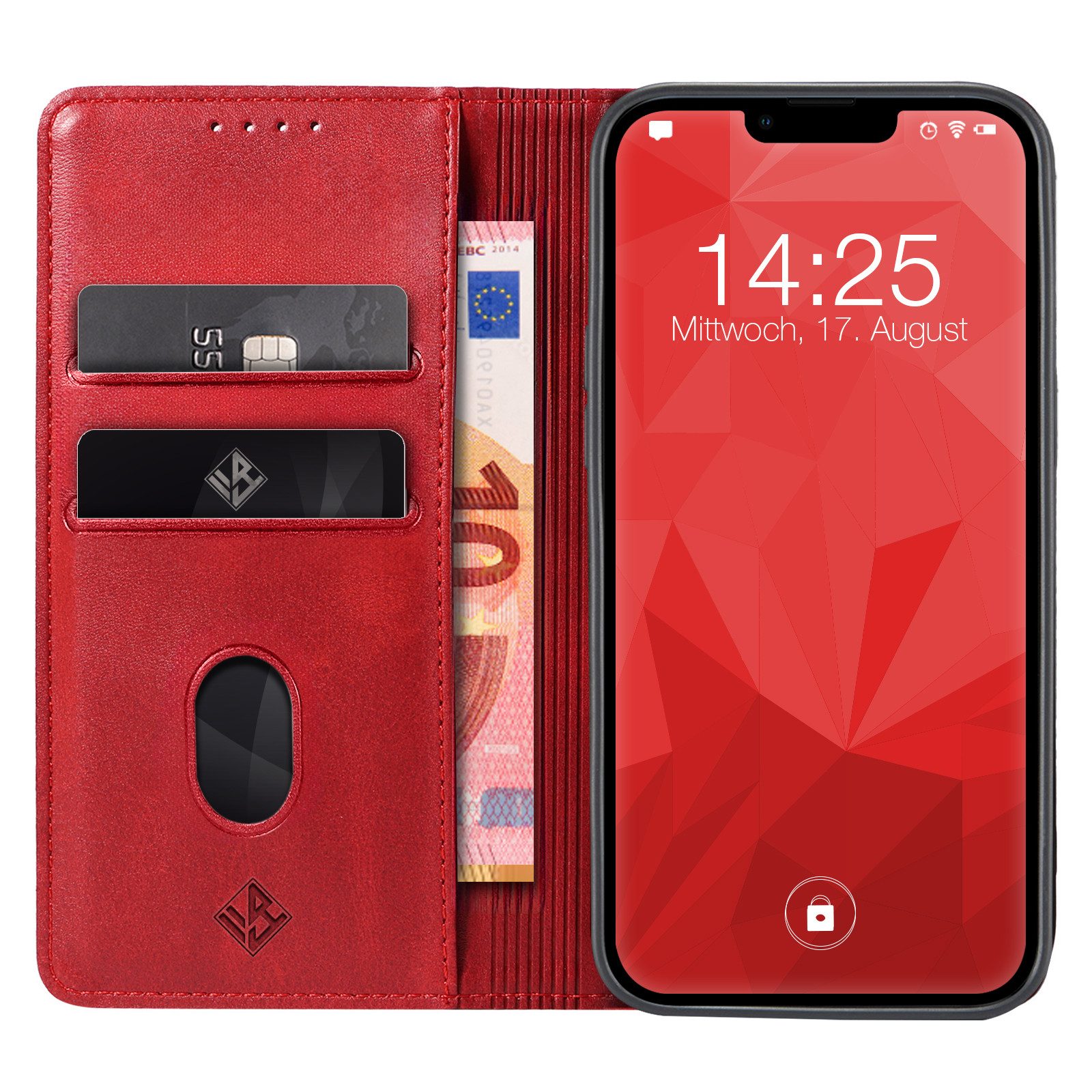 Tec-Expert Handyhülle Tasche Hülle für Apple iPhone 13 6.1 Zoll, 6.1", Cover Klapphülle Case mit Kartenfach Fliphülle aufstellbar
