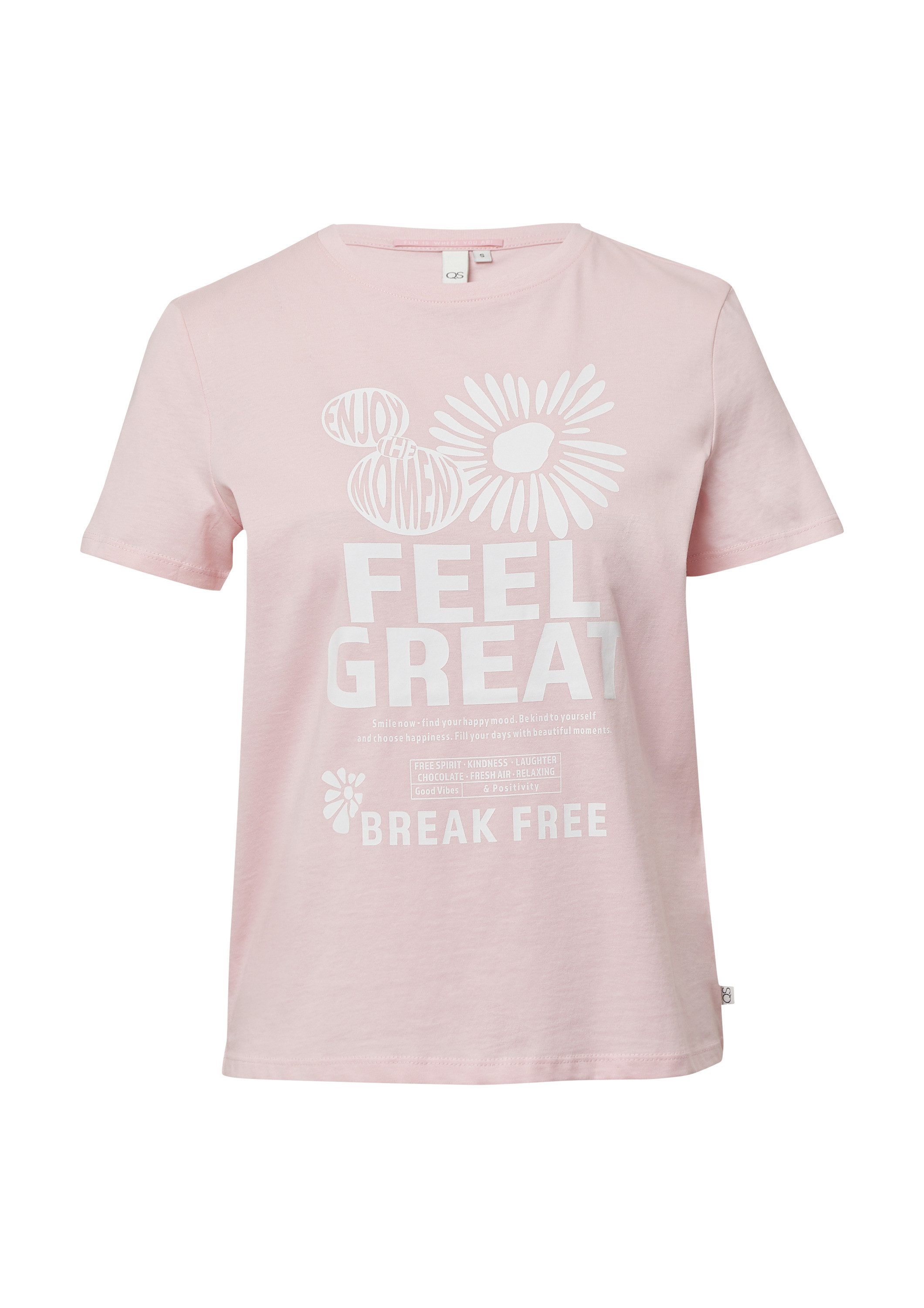 QS Kurzarmshirt T-Shirt Baumwollshirt mit Frontprint günstig online kaufen