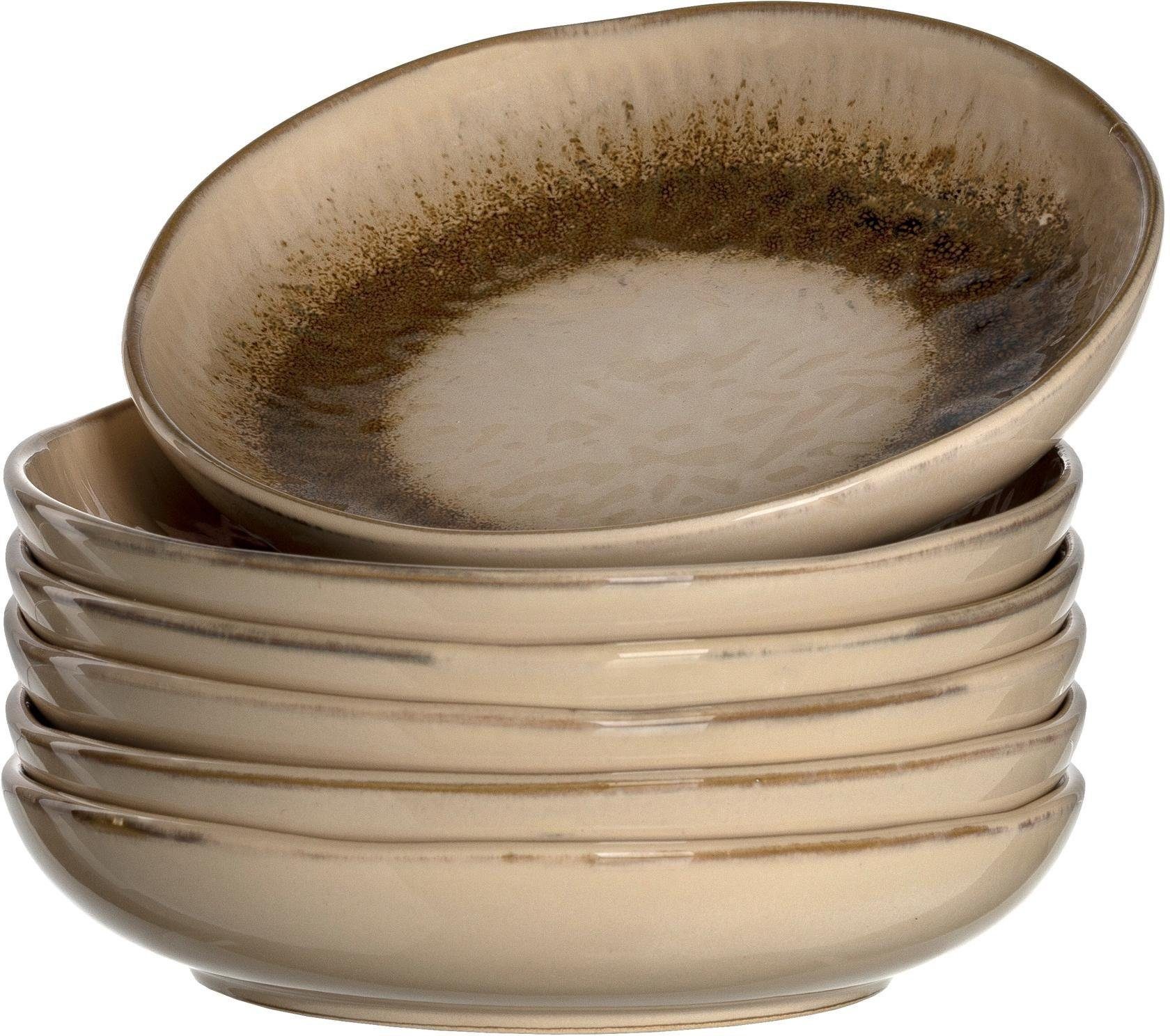 LEONARDO Suppenteller Matera, (6 St), Keramik, Ø 21 cm sand