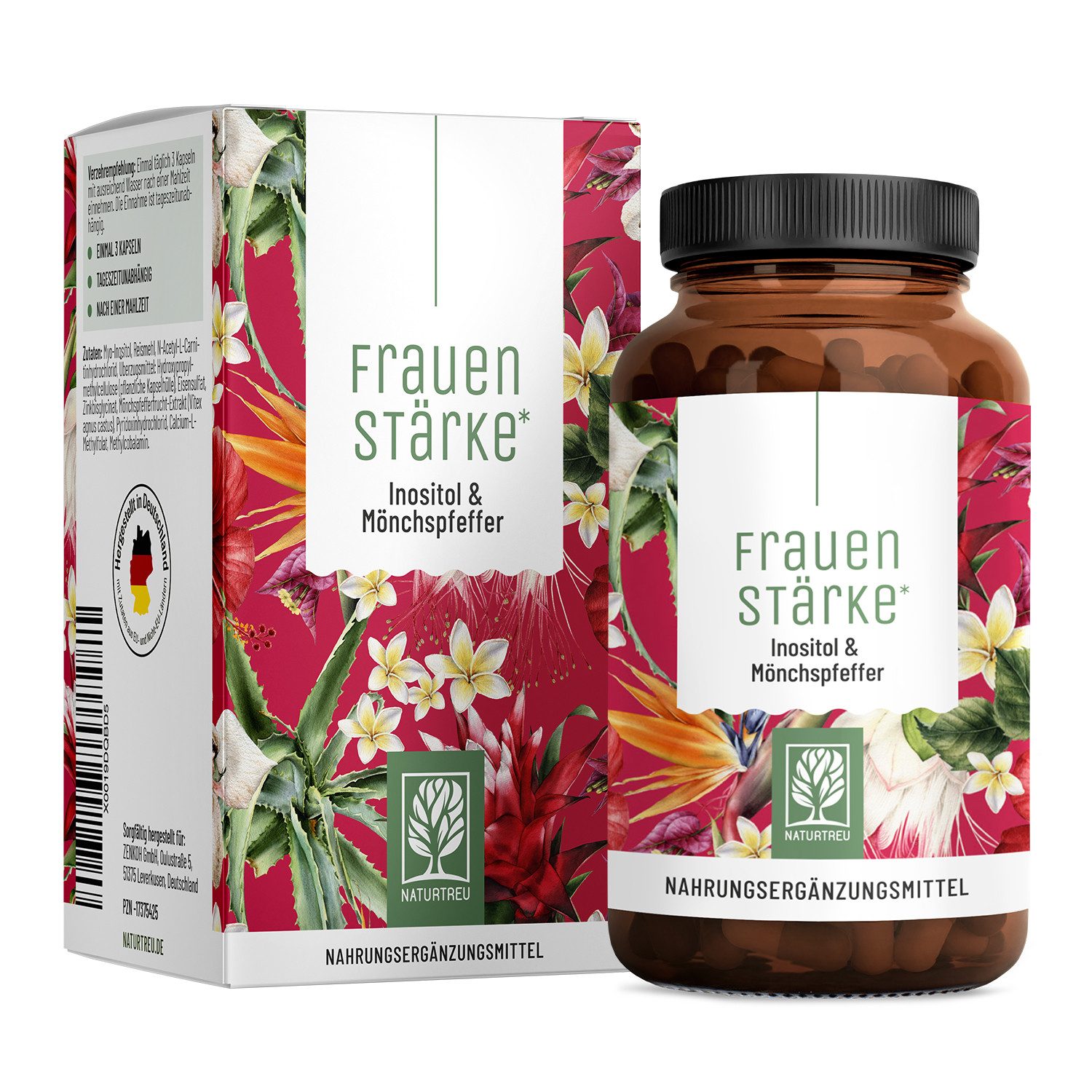 Naturtreu FRAUENSTÄRKE Kapseln, 1 er 39,4 g, Durchdachte Entwicklung, Vegan, Laborgeprüft, Hochwertige Inhaltstoffe