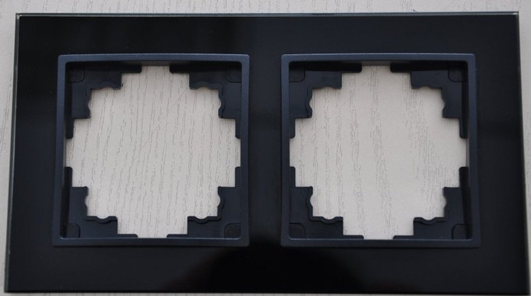 Lichtideen Schalter 7830 Abelka Nuovo schwarz Glasrahmen 2-fach 160 x 90 mm (Viele Einsätze lieferbar Schalter-Schukodose-Antennendose-Dimmer)