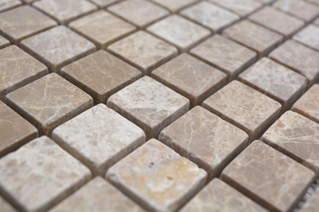 beige Bodenfliese Mosaikmatten / Mosaikfliesen Mosani Marmormosaik 10 matt