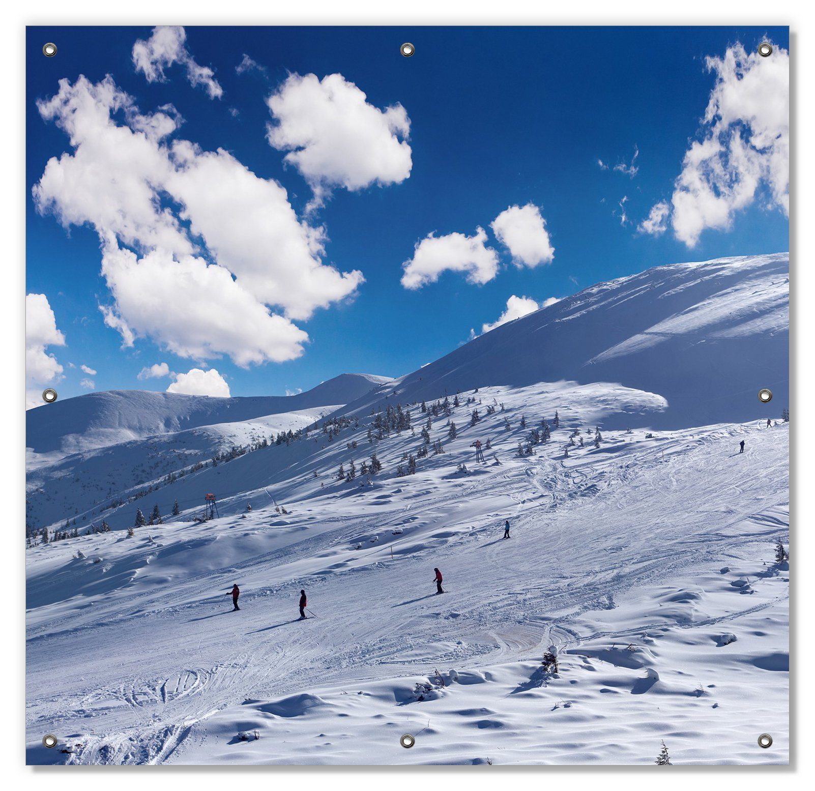 Sonnenschutz Ski-Piste in den Alpen, Wallario, wiederverwendbar mit Saugnäpfen, und blickdicht, wiederablösbar