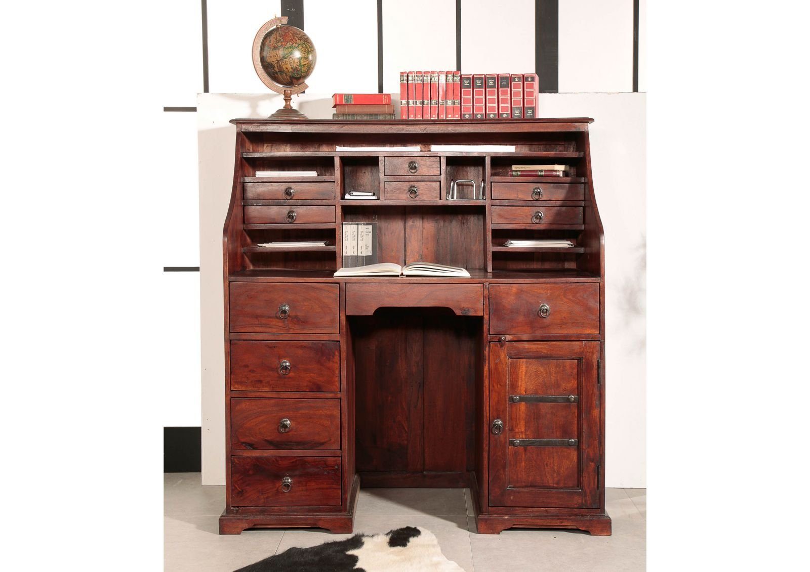 Massivmoebel24 Schreibtisch OXFORD (Sekretär Akazie 128x58x138 günstig online kaufen