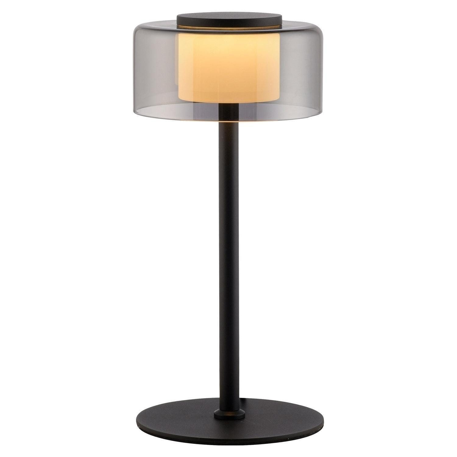 Paul Neuhaus LED Tischleuchte RIKA, Ø 15 x H 33 cm, Rauchfarben, Schwarz, M günstig online kaufen