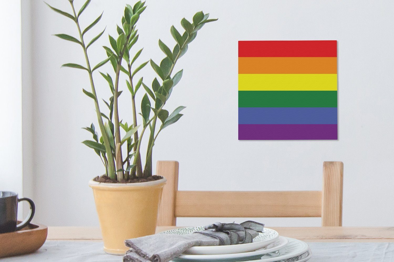 OneMillionCanvasses® Leinwandbild Regenbogenflagge für - Schlafzimmer St), - Liebe, Bilder Leinwand (1 Stolzflagge Wohnzimmer