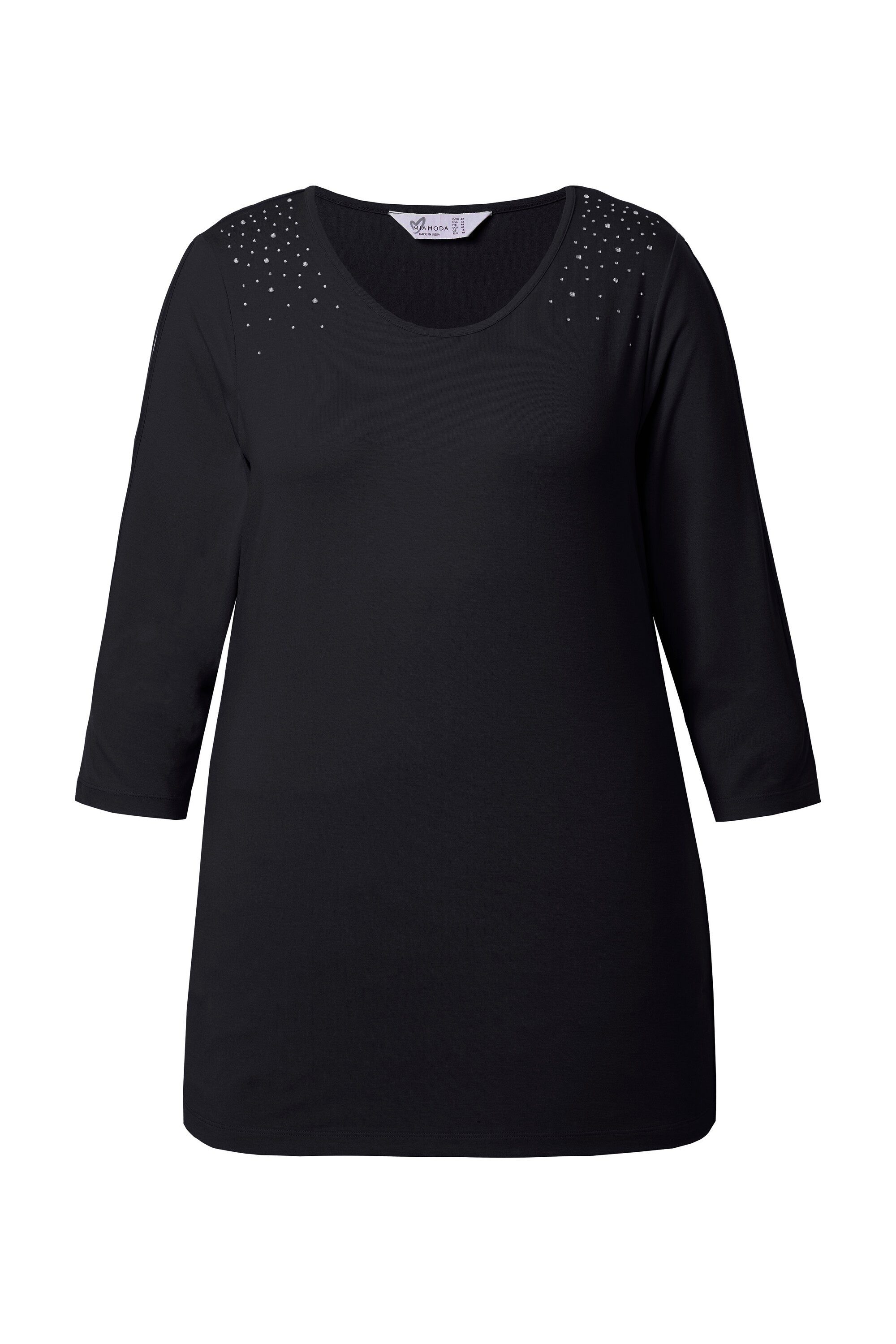 T-Shirt T-Shirt Komfort Fit Pailletten Ärmel CutOuts