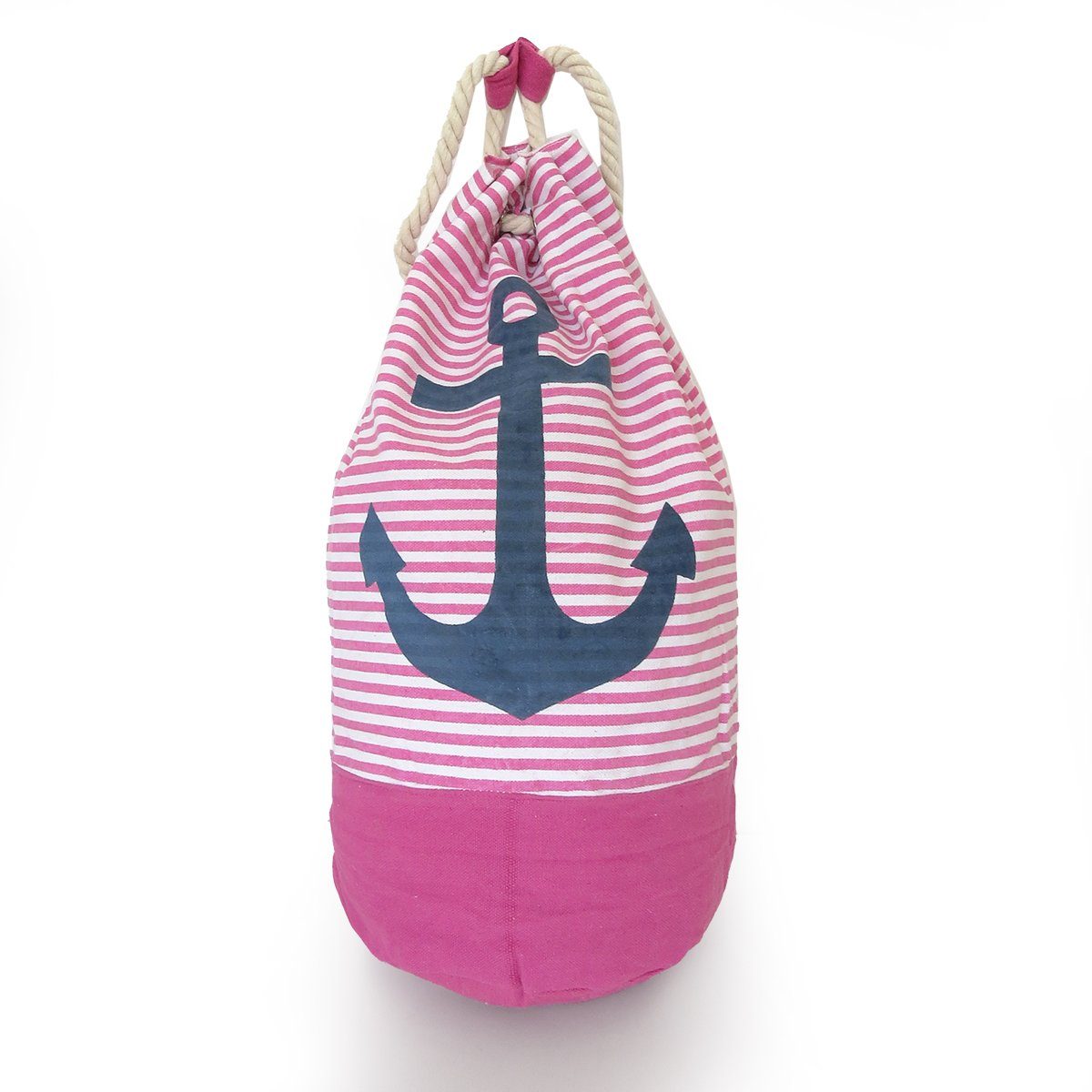 Sonia Originelli Umhängetasche XL Seesack Anker maritim gestreift Tasche pink | Umhängetaschen