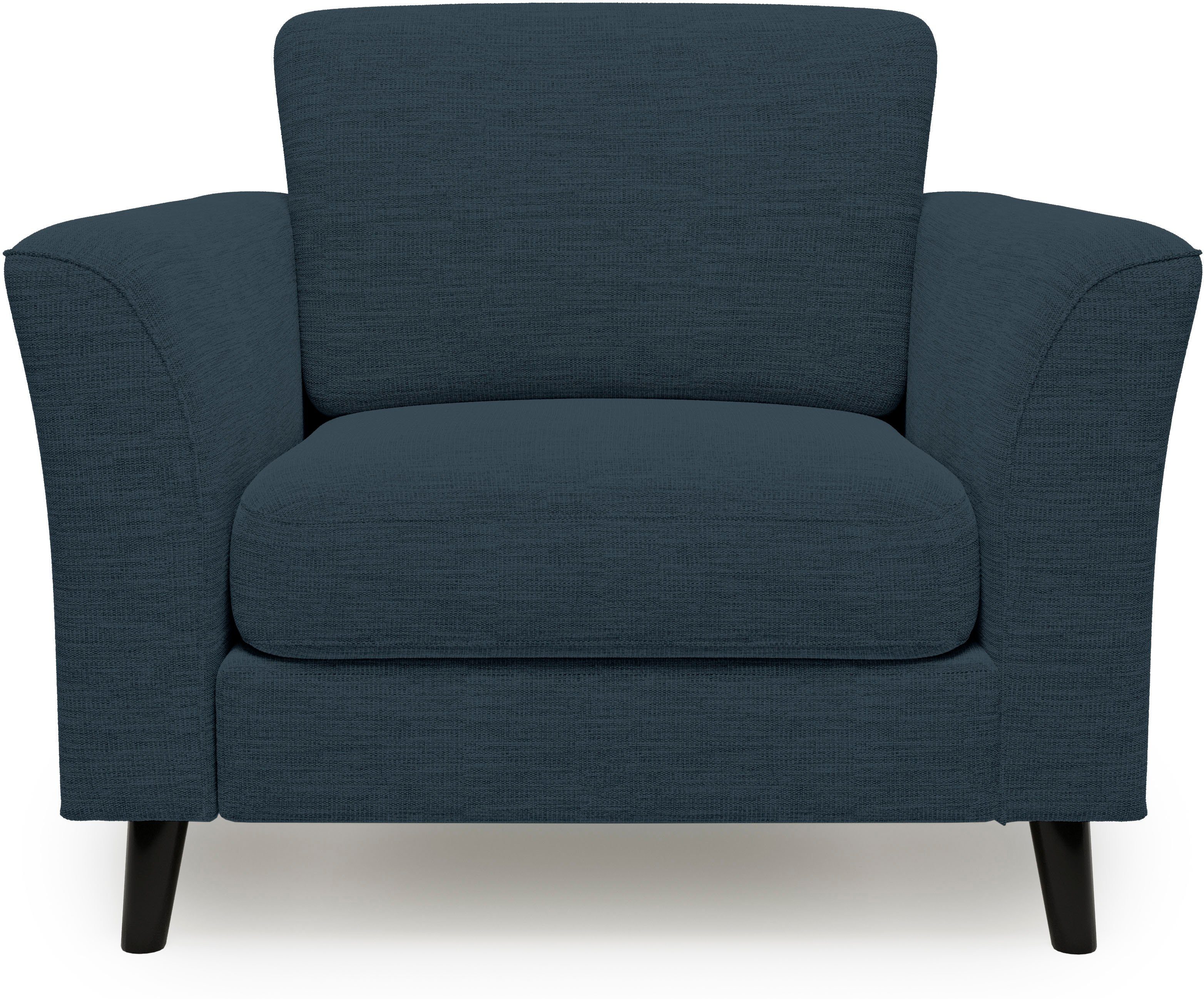 blue Sessel weicher Holzfüßen aus schwarzen Gröde, affaire Sitzkomfort, Home