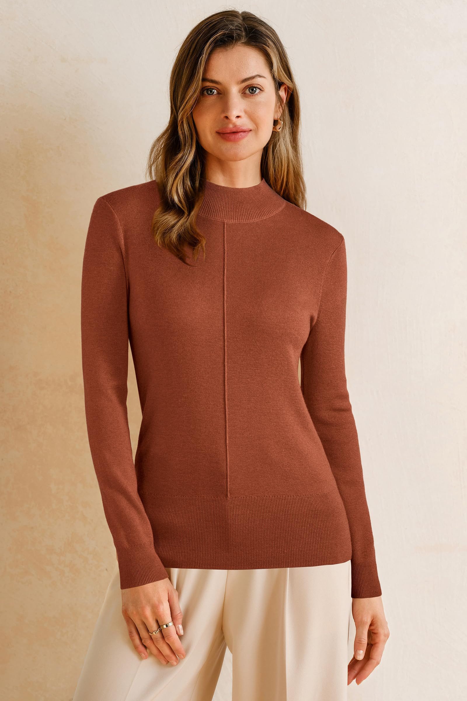 Arach&Cloz Strickpullover Damen Strickpullover mit Halbrollkragen Weich, Warm und Hautfreundlich, Anti-Pilling Qualität