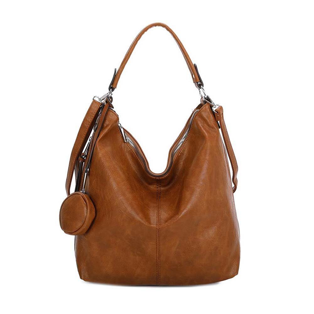 ITALYSHOP24 Schultertasche XXL DAMEN TASCHE SHOPPER Hobo Cross Bag Reisetasche Umhängetasche, LEDER OPTIK, große Tasche für Sport Schule Reise Freizeit Urlaub