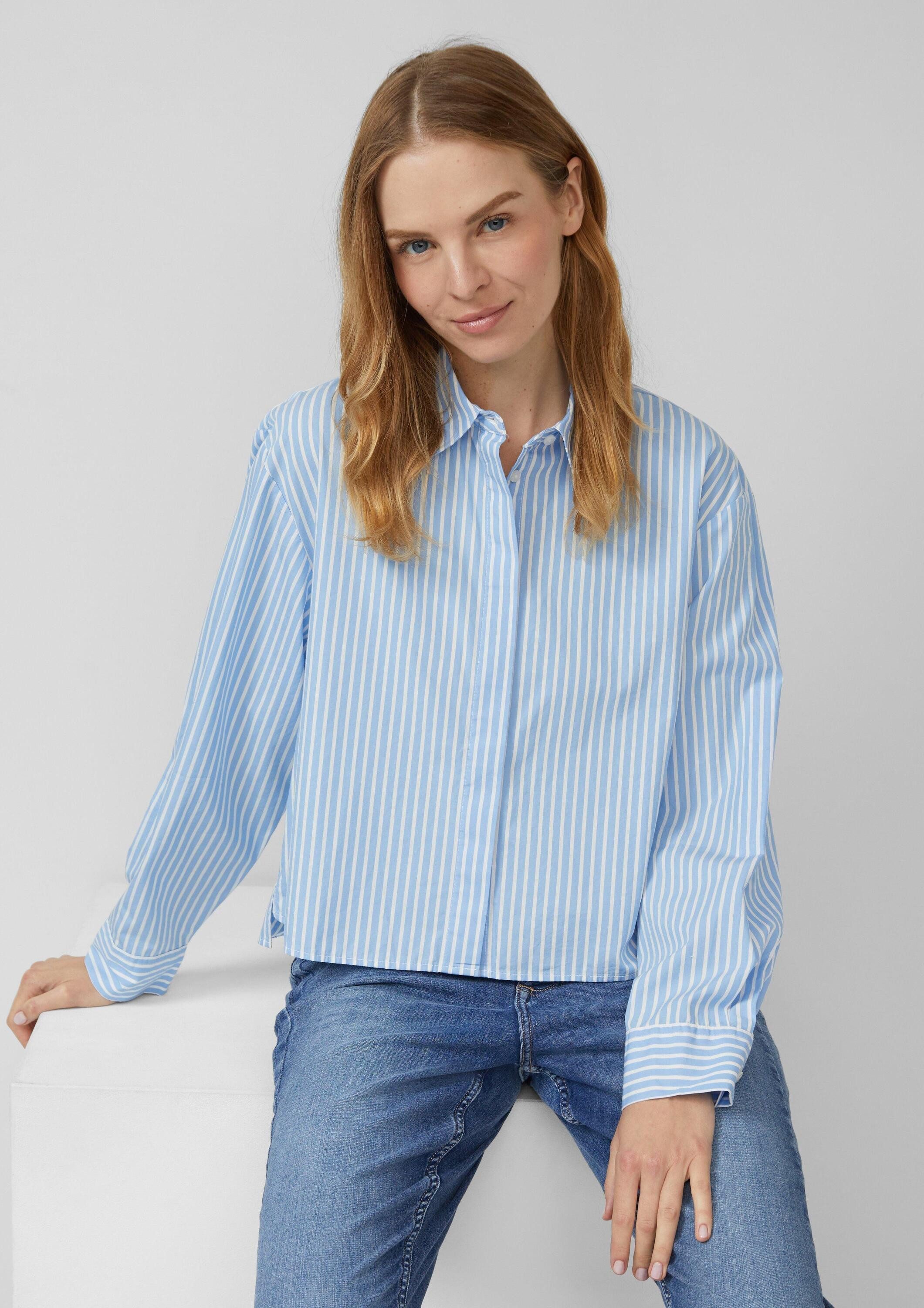 s.Oliver Langarmbluse Bluse Gestreifte Popeline-Bluse im Boxy Fit günstig online kaufen