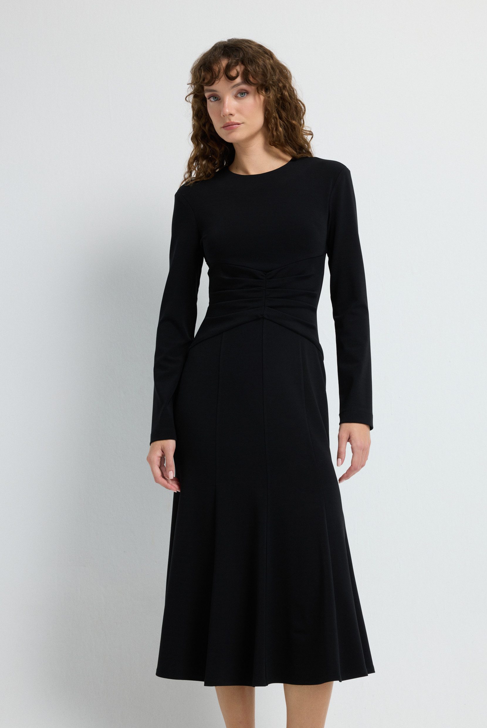 adL Midikleid Strickkleid mit Raffdetails