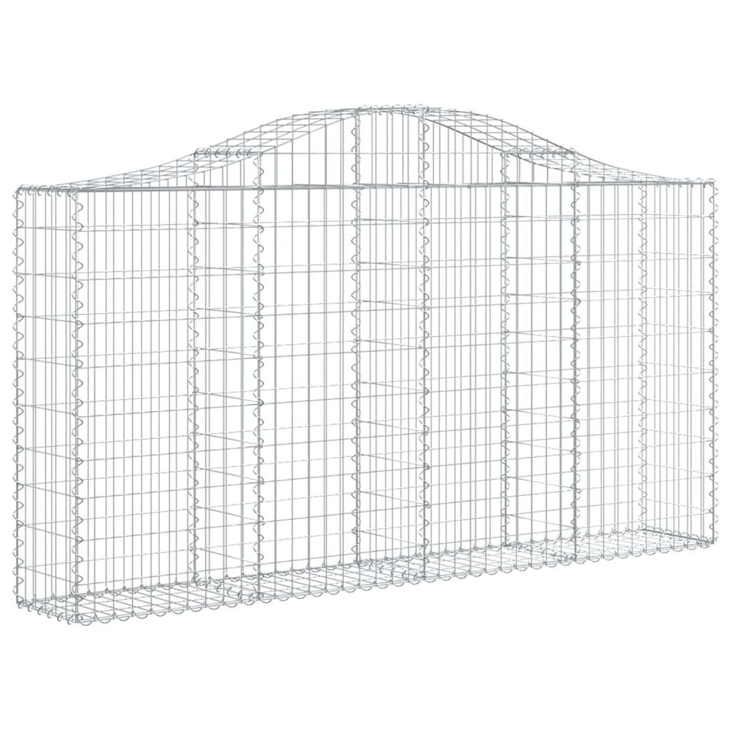 vidaXL Seitenmarkise Gabione mit Hochbogen 200x30x100120 cm Verzinktes Eisen Sichtschutz